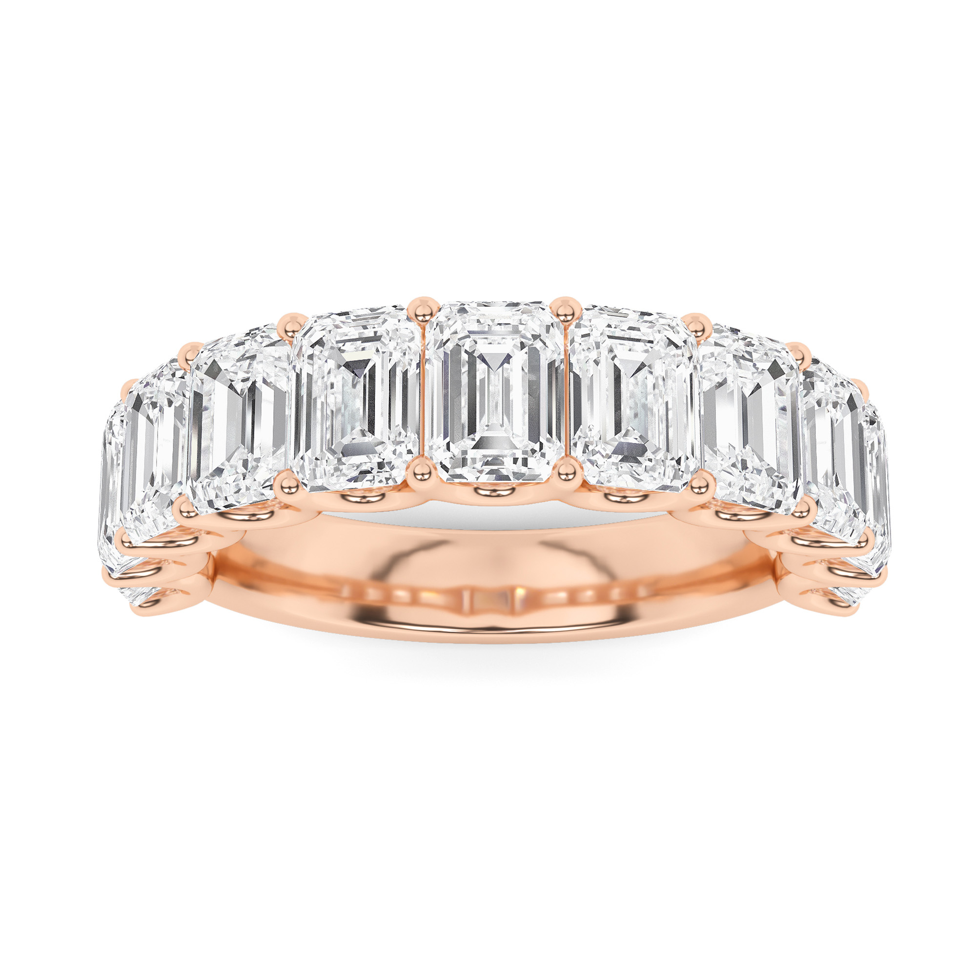 U Prong Emerald Cut Half Eternity in 9K Rose Gold Stunning Diamond Ring