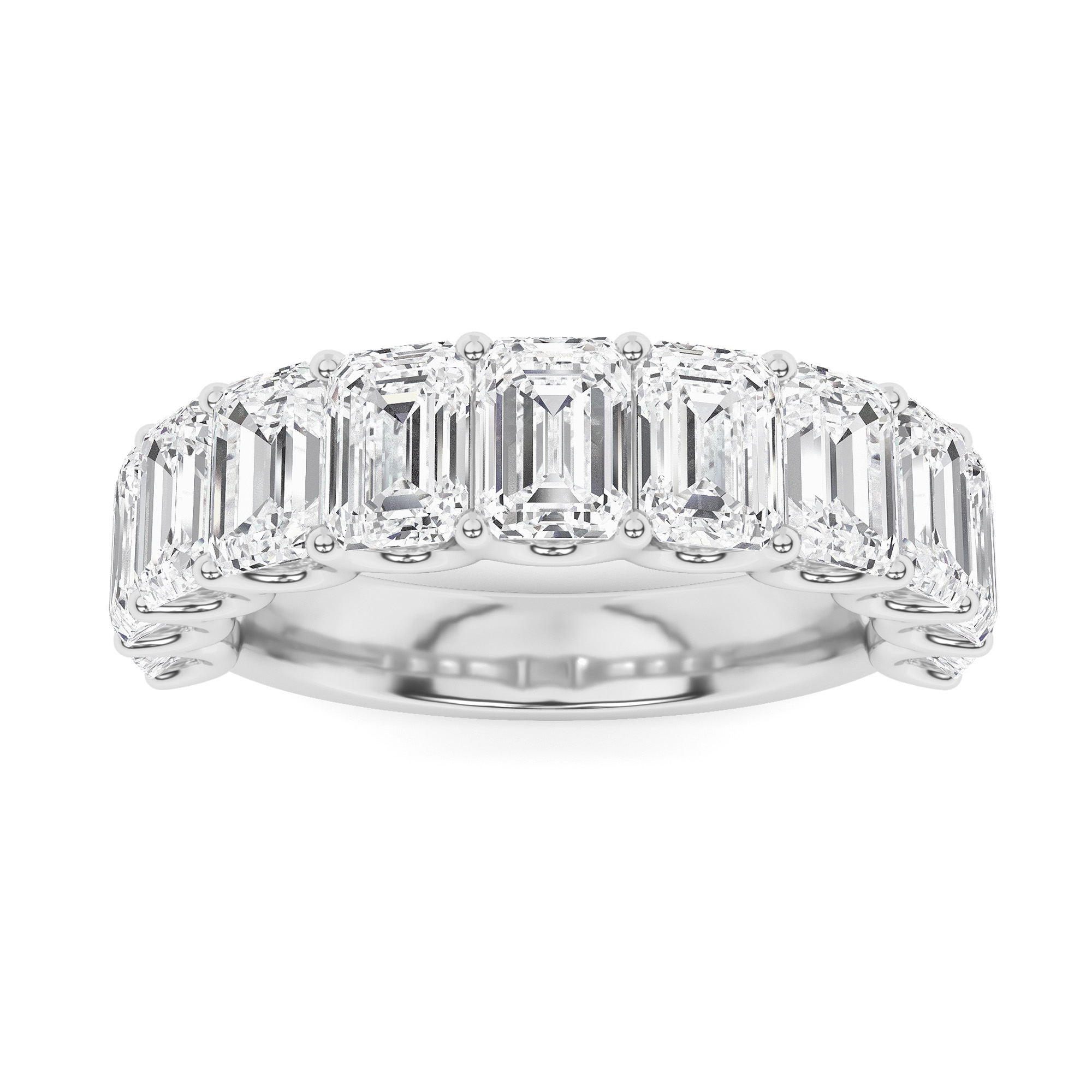 U Prong Emerald Cut Half Eternity in 9K Rose Gold Platinum Stunning Diamond Ring