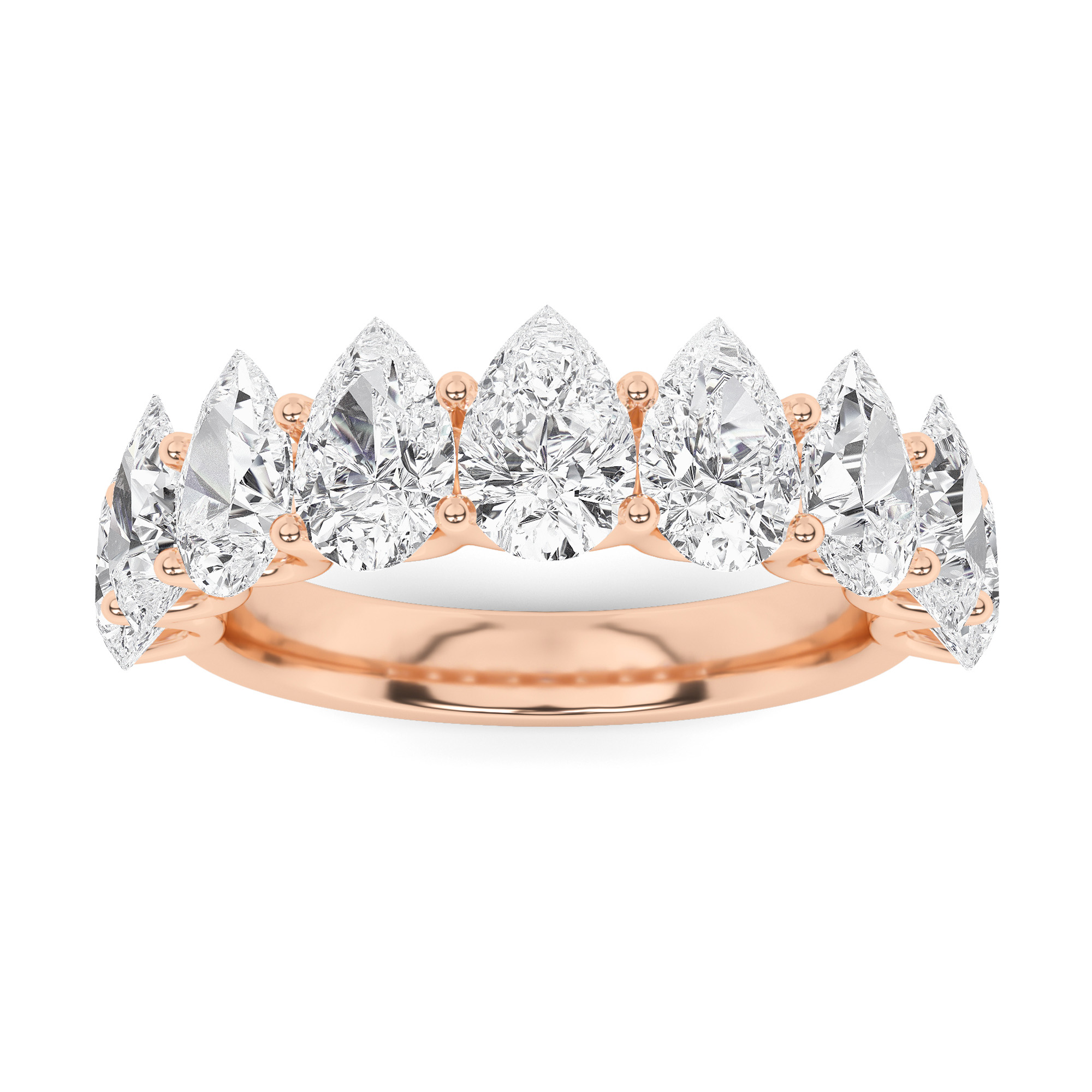 Open Setting Pear Cut Half Eternity in 9K Rose Gold Signature Diamond Ring