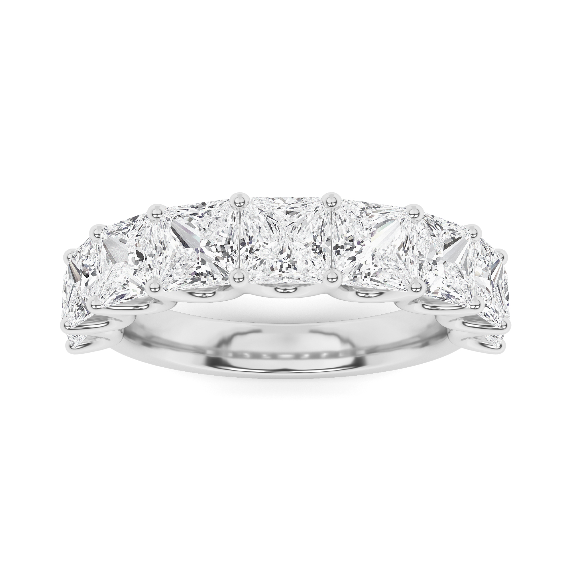 Open Setting Princess Cut Half Eternity in 9K Yellow White Gold Signature Diamond Ring