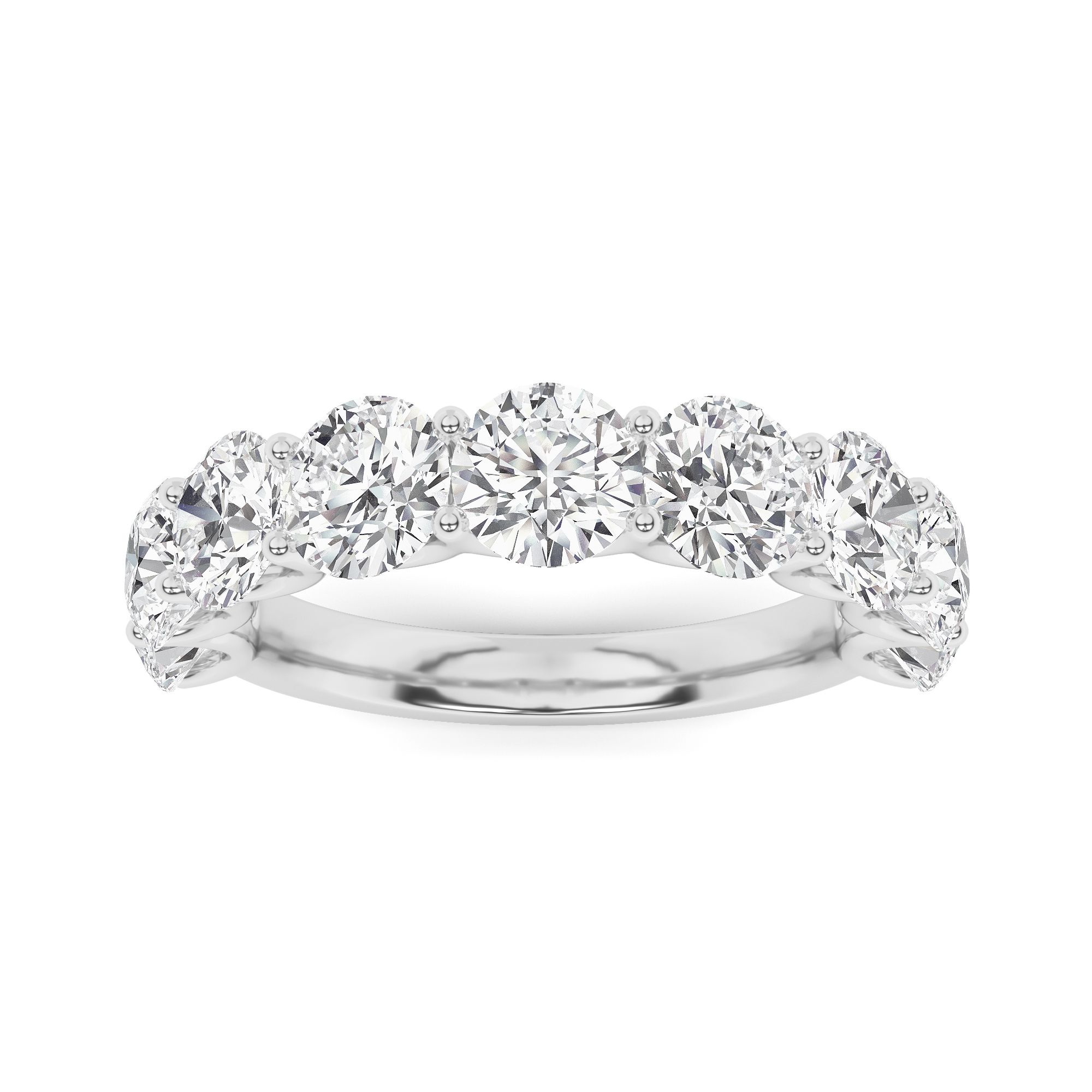 U Prong Round Cut Half Eternity in 9K White Gold Elegant Diamond Ring
