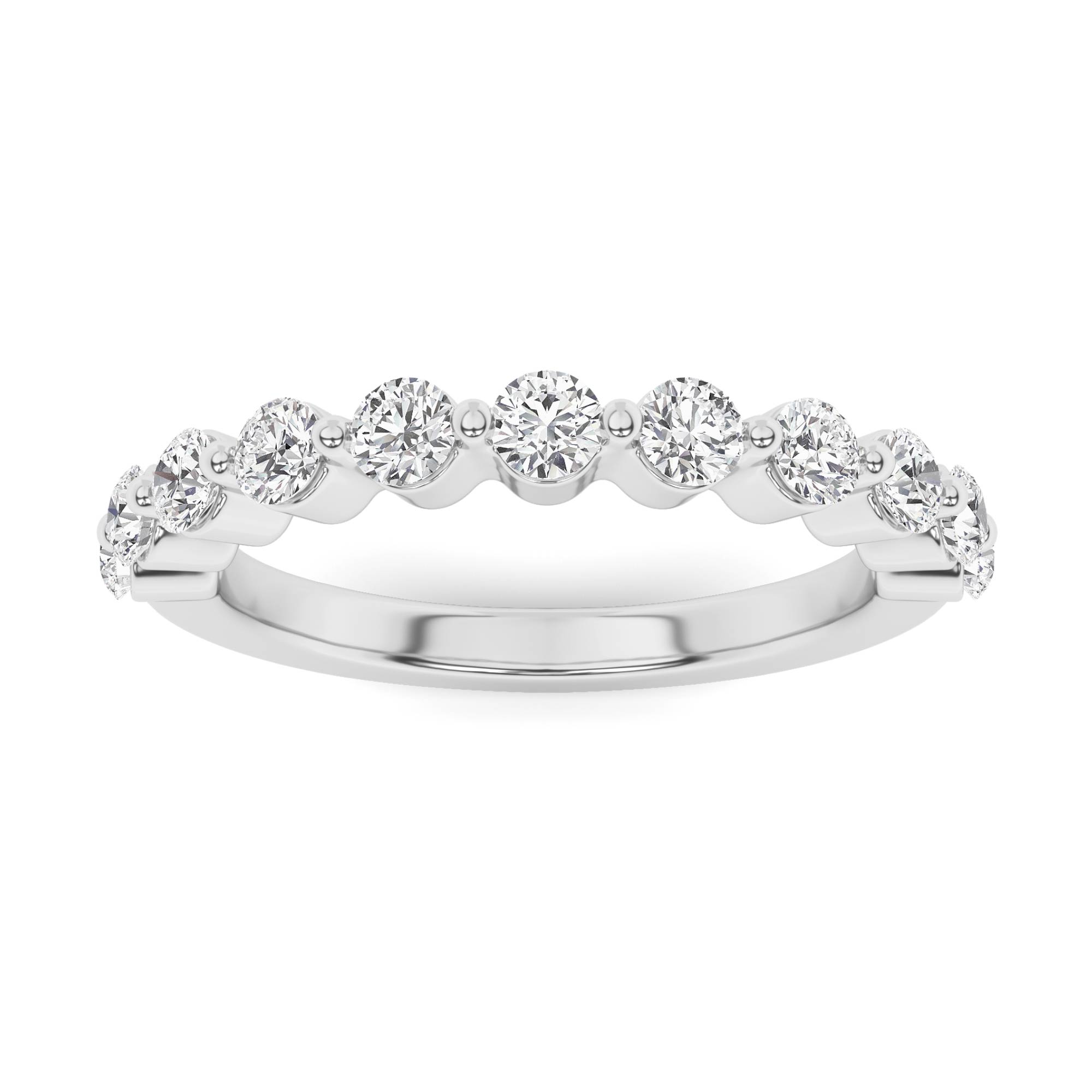 Shared Prong Round Cut Half Eternity in 9K White Gold Promise Diamond Ring