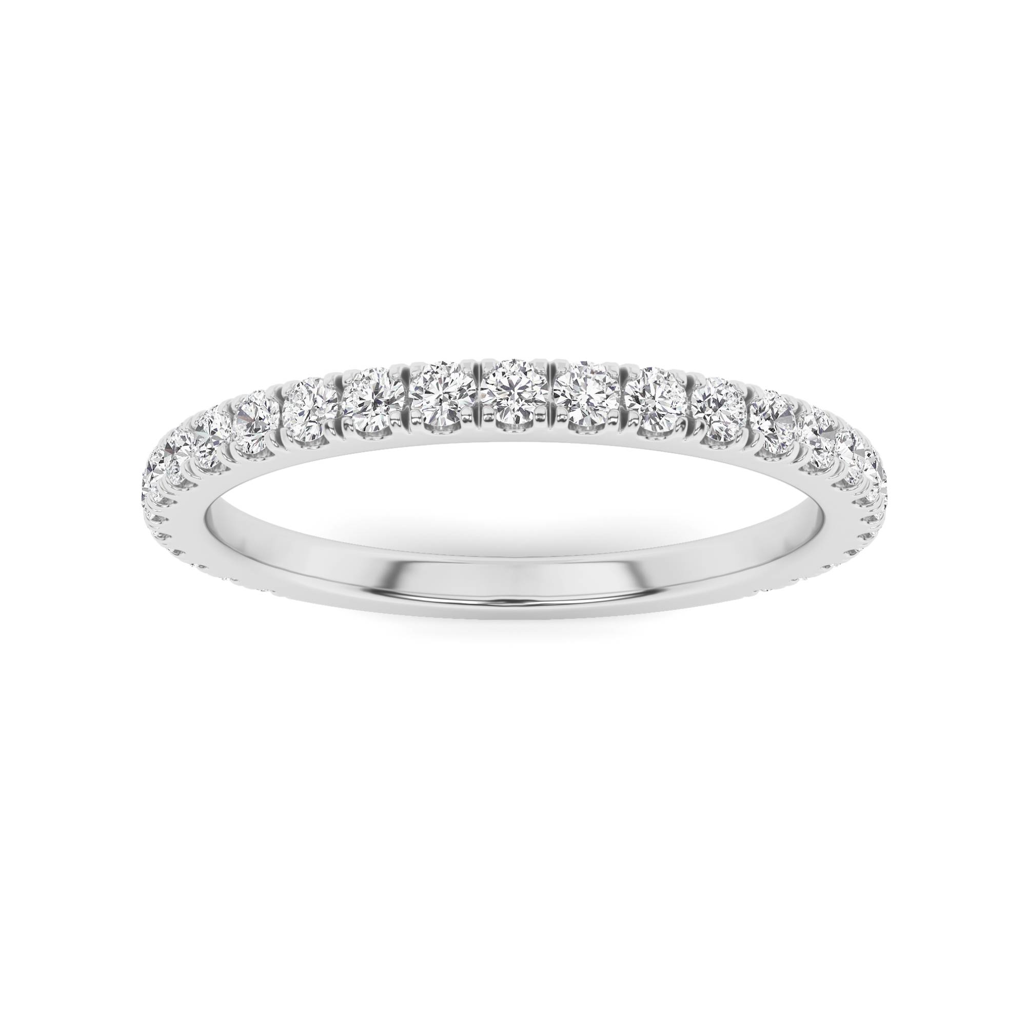 2MM Square Prong Round Cut Half Eternity in 9K Rose Gold Stackable Diamond Ring