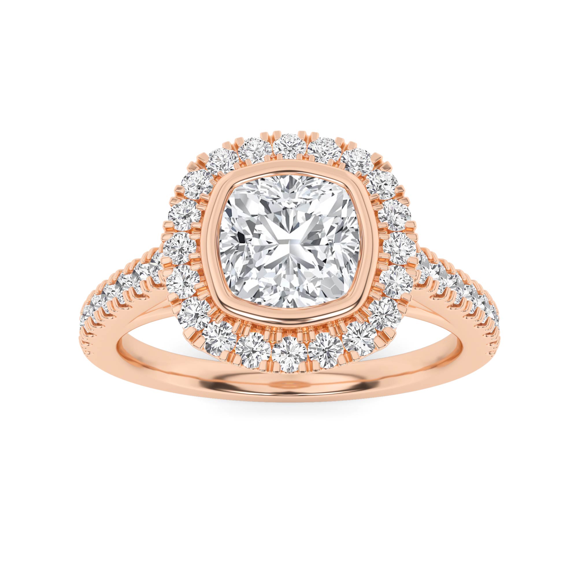 Unique Set Classic Halo Engagment In 9K Rose Gold  Engagement Ring