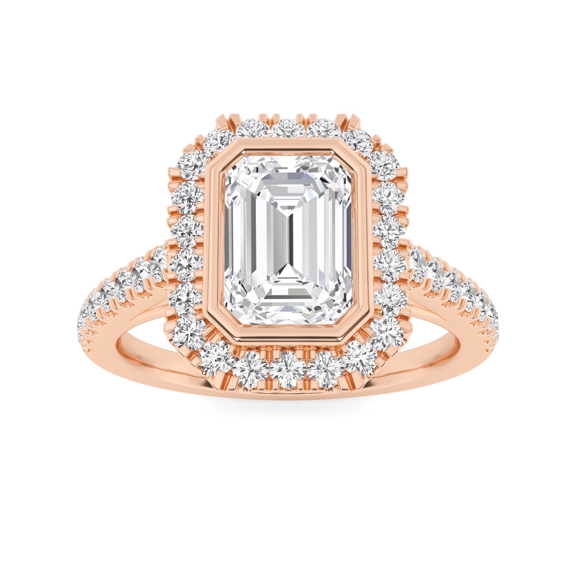 Unique Set Classic Halo Engagment In 9K Rose Gold  Engagement Ring