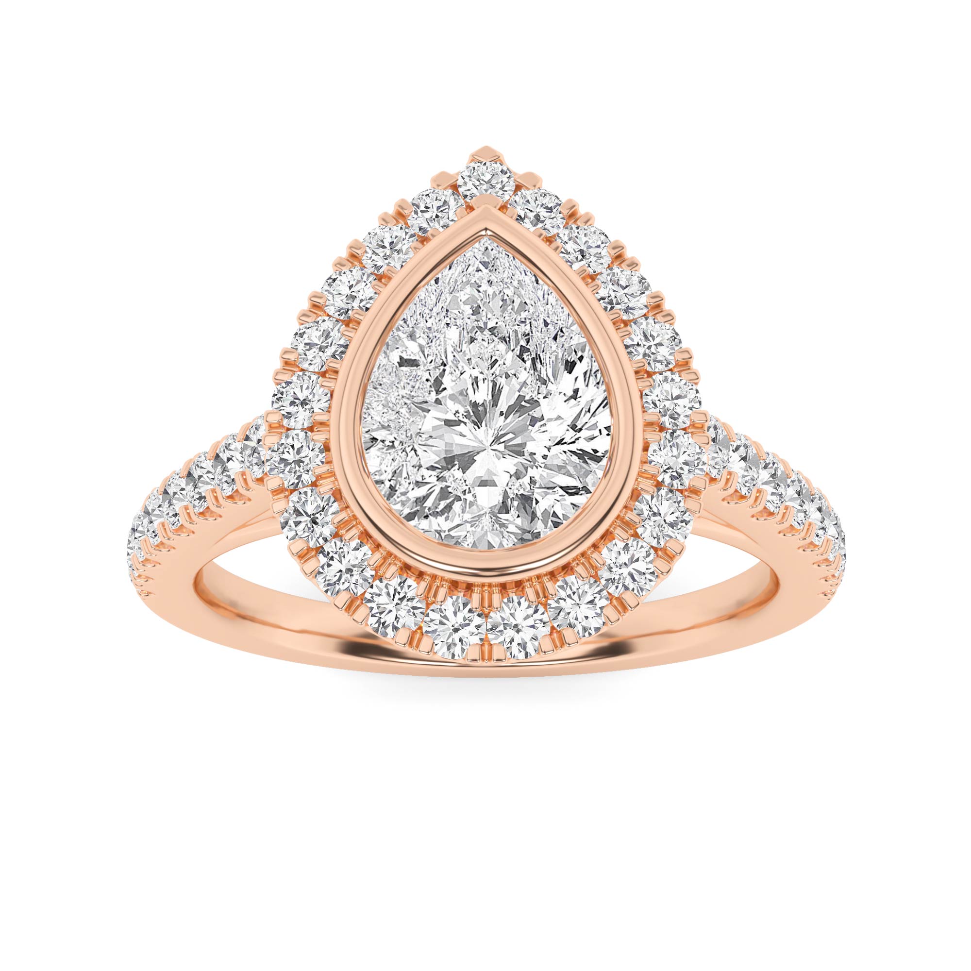 Unique Set Classic Halo Engagment In 9K Rose Gold  Engagement Ring