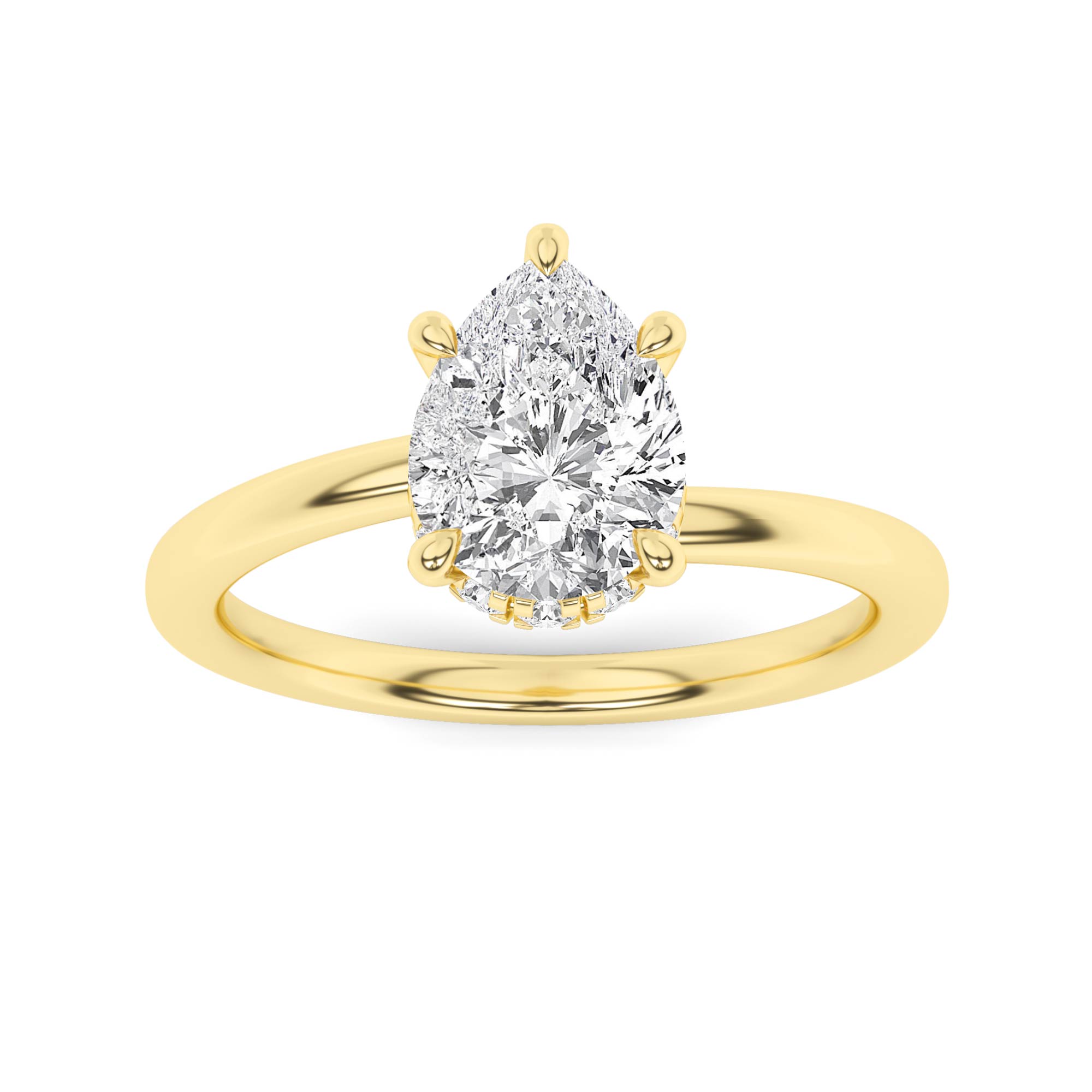 Forever Curve Set Halo In 9K Yellow Gold Engagement Ring