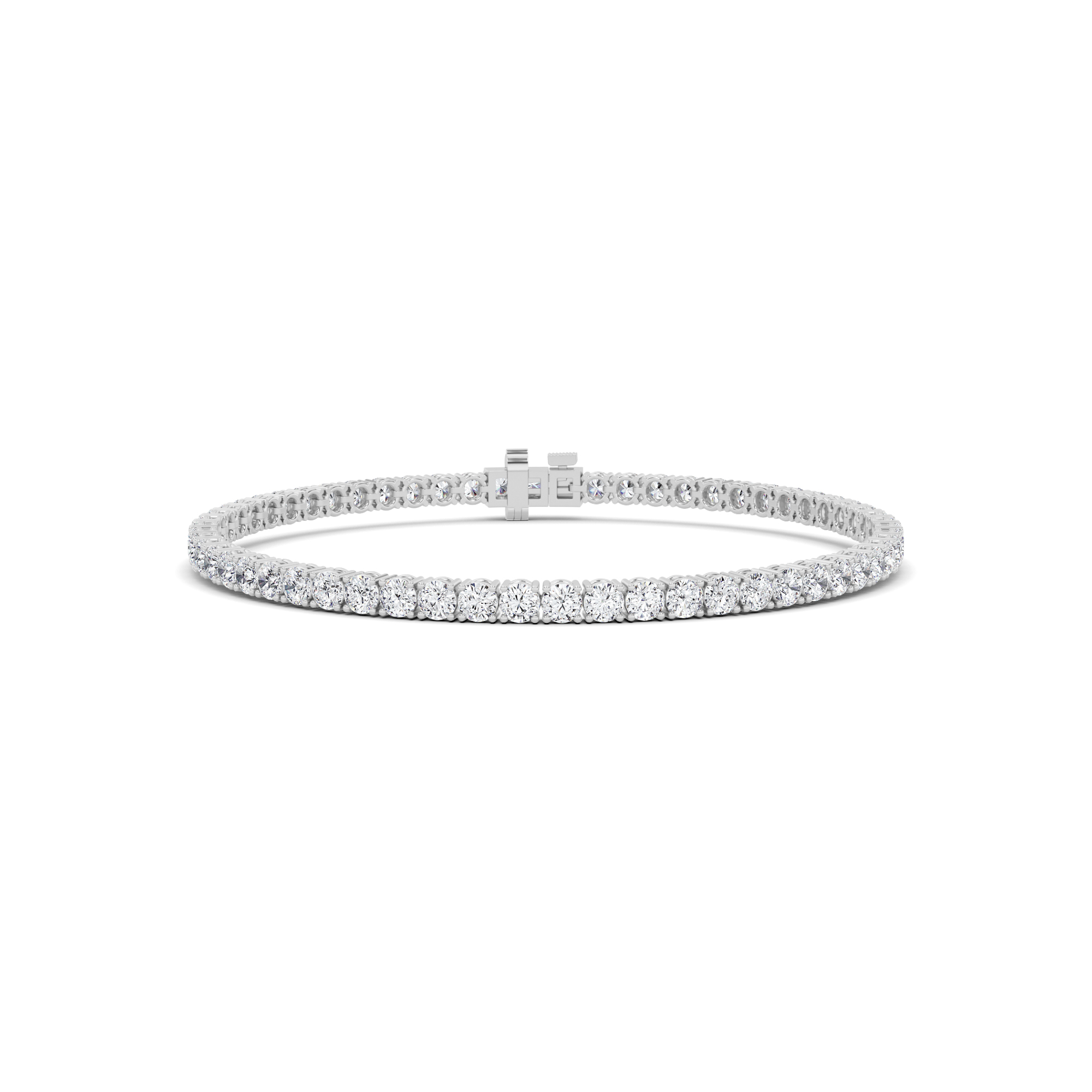 Classic Prong Set Round Cut Diamond Tennis Bracelet In 9K White Gold