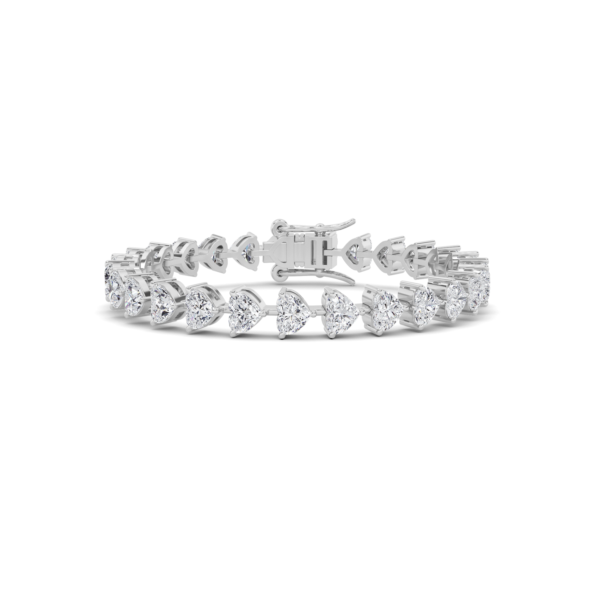 Elegance Prong Set Heart Cut Dimaond Tennis Bracelet In 9K White Gold