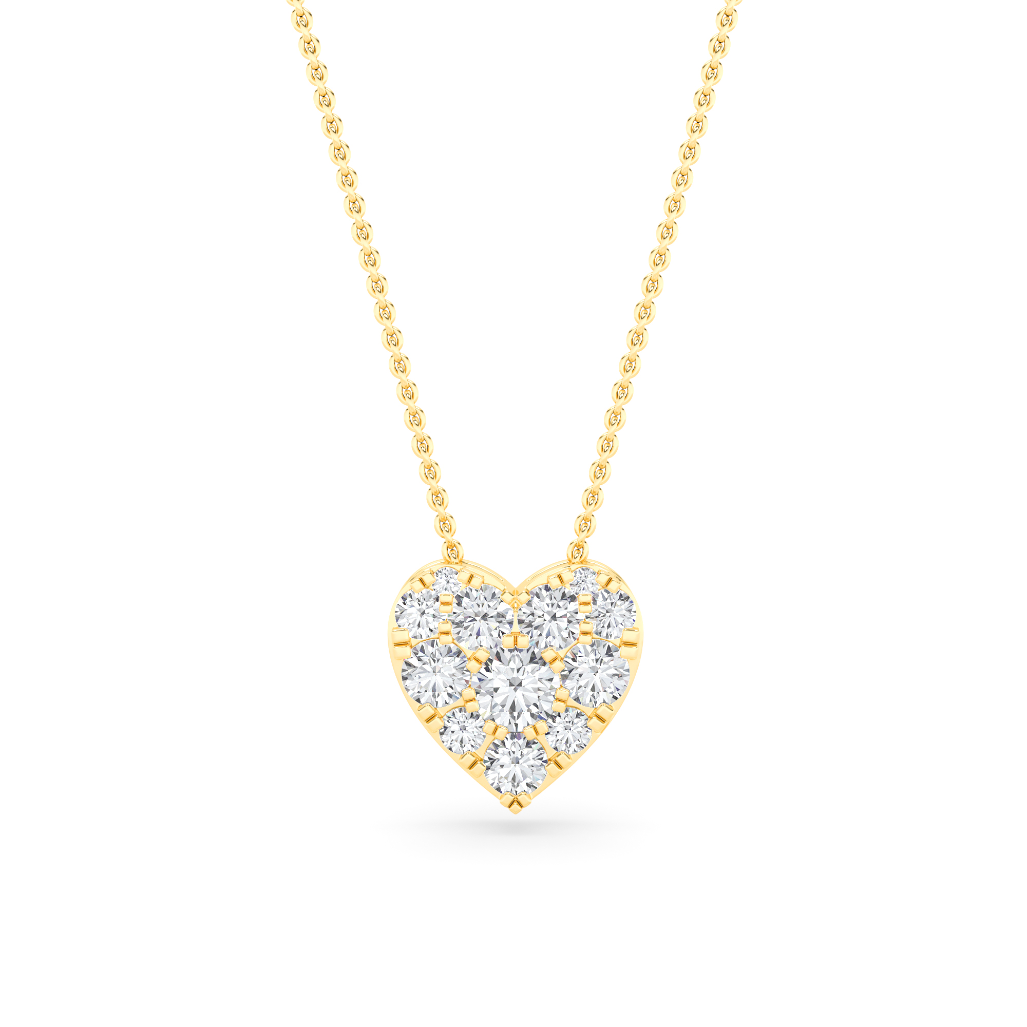 Heart Shape Delicate Diamond Pendant for Her In 9K Yellow Gold