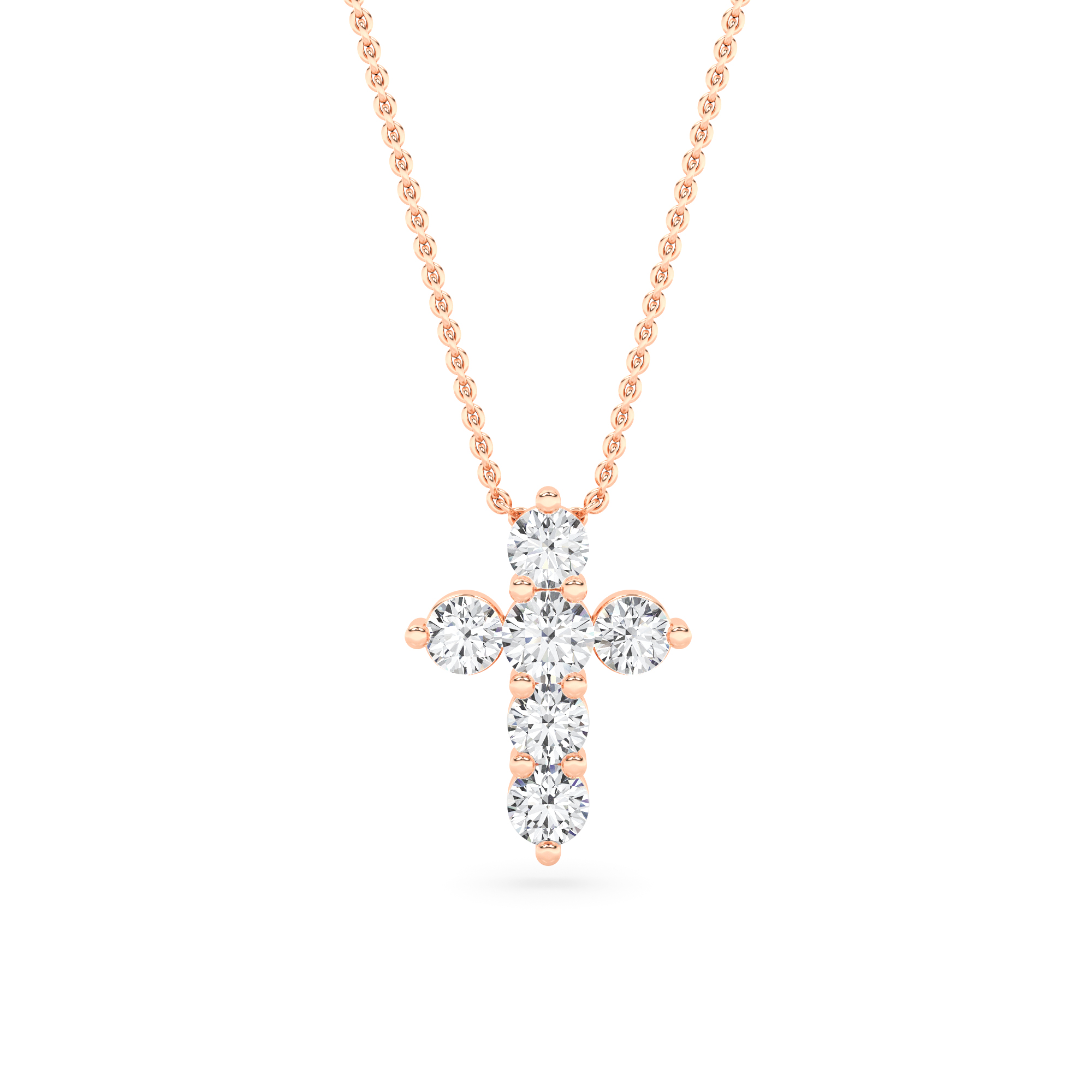 Small Cross Diamond Pendant In 9K Rose Gold