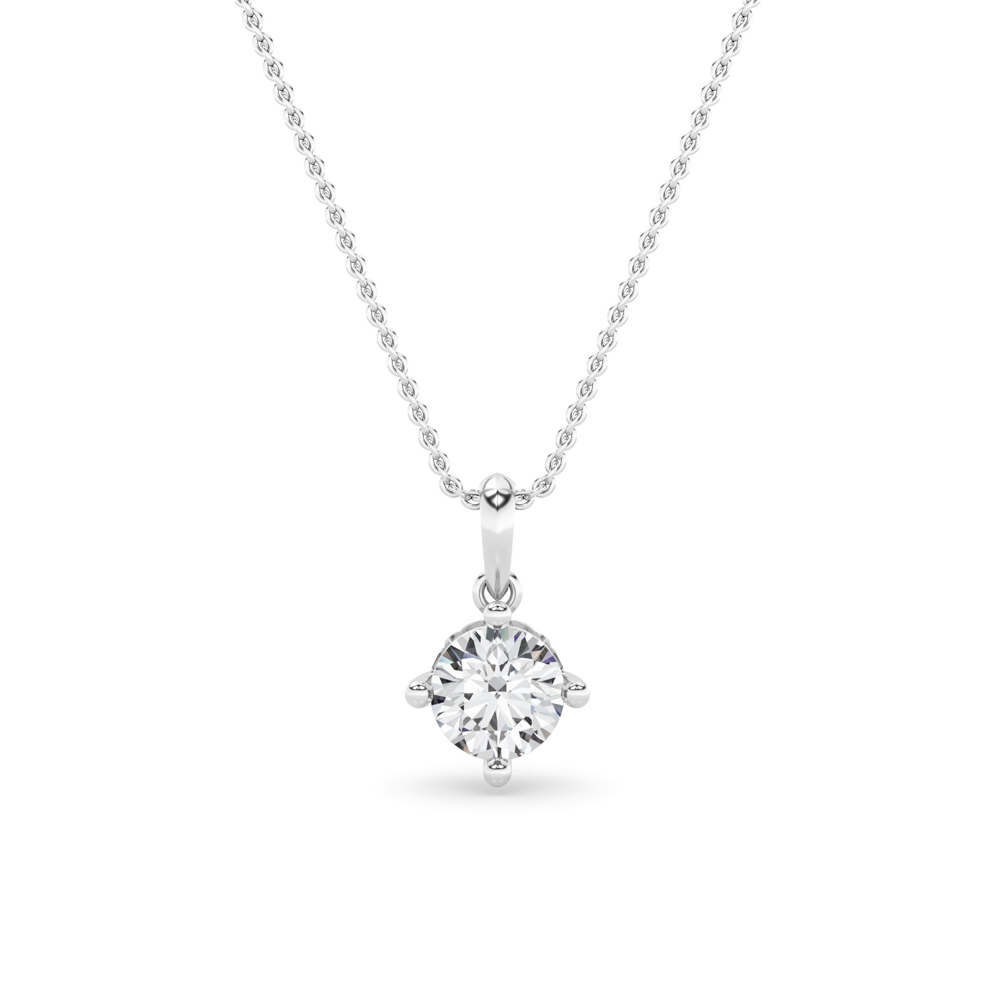 0.20ct VVS1-D Round Cut Solitaire Diamond Pendant Necklace In 9K White Gold with 18" Chain