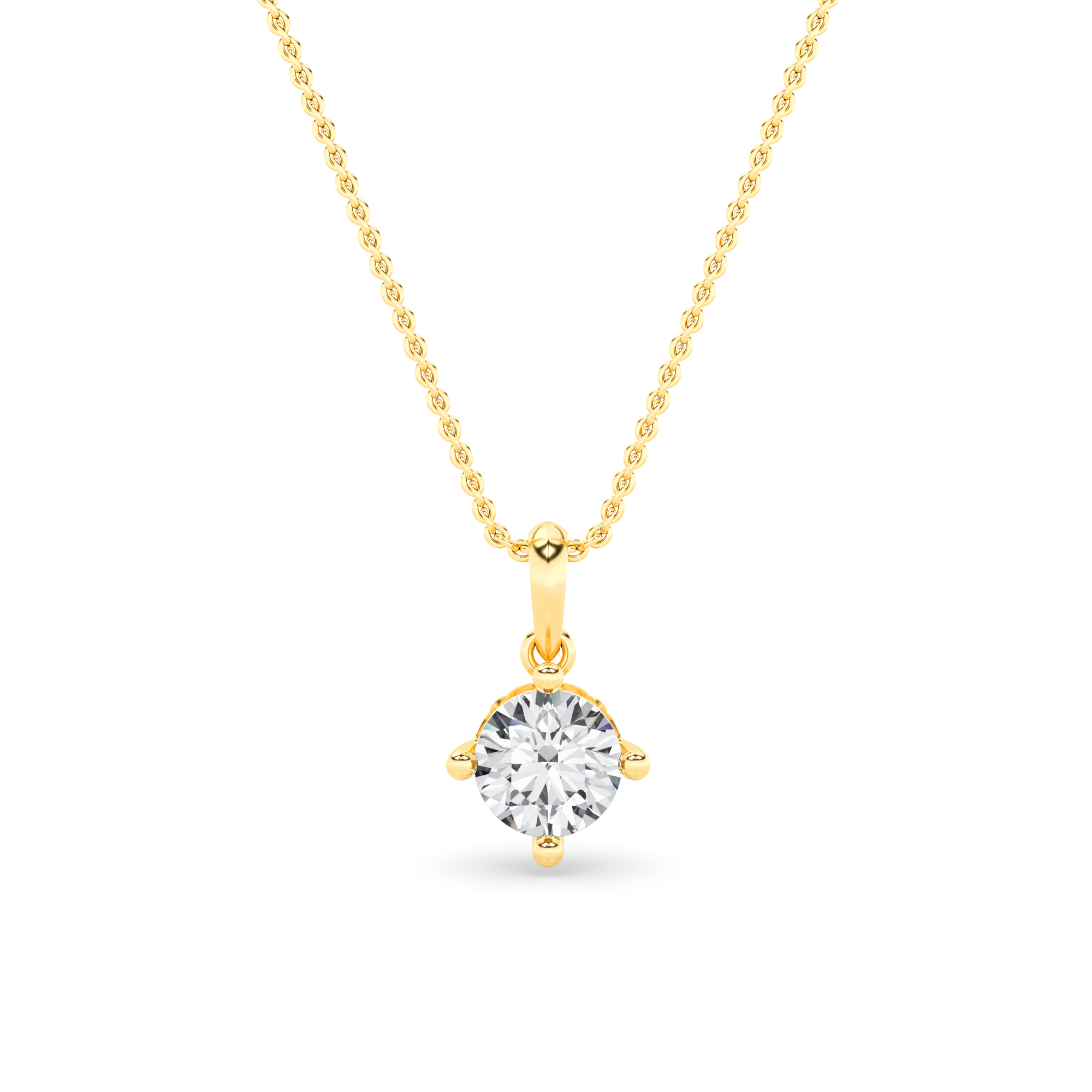 0.75ct VVS1-D Round Cut Solitaire Diamond Pendant In 18K Yellow Gold with 18" Chain