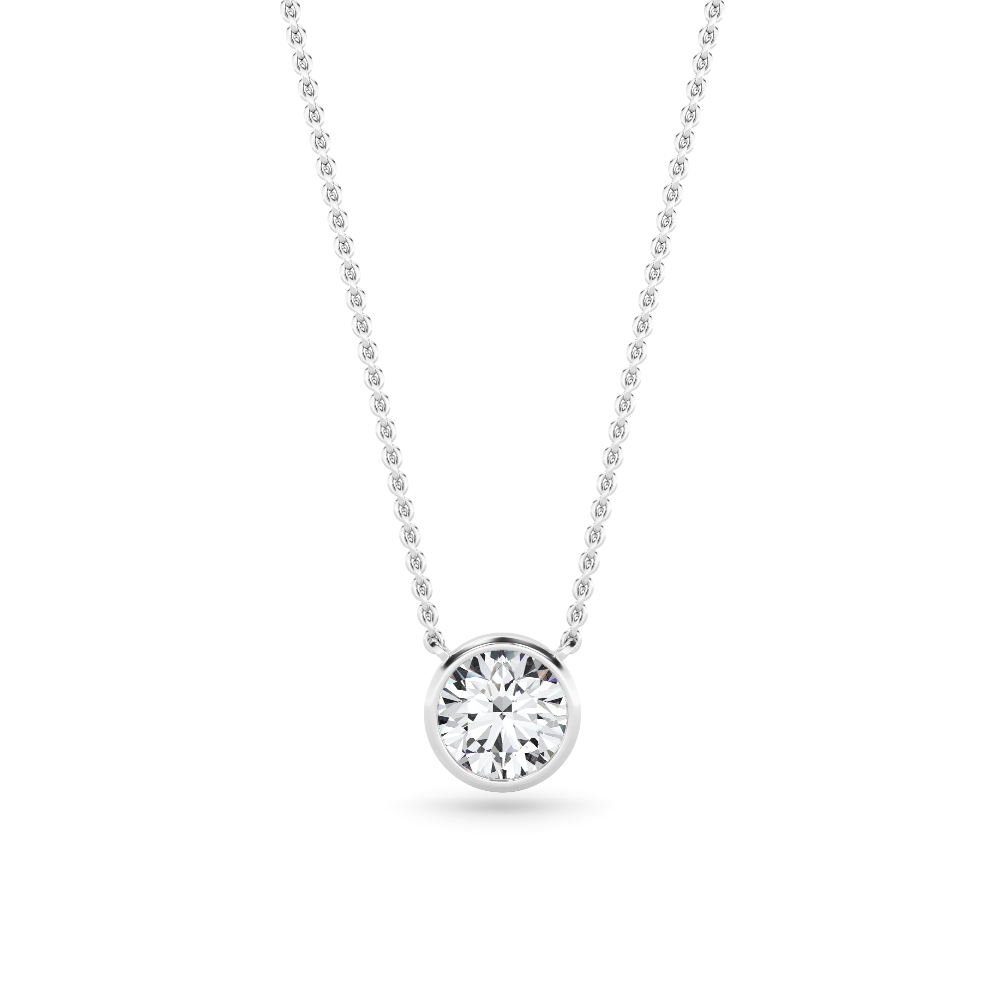 Minimalist Bezel Set Delicate Pendant In 9K White Gold