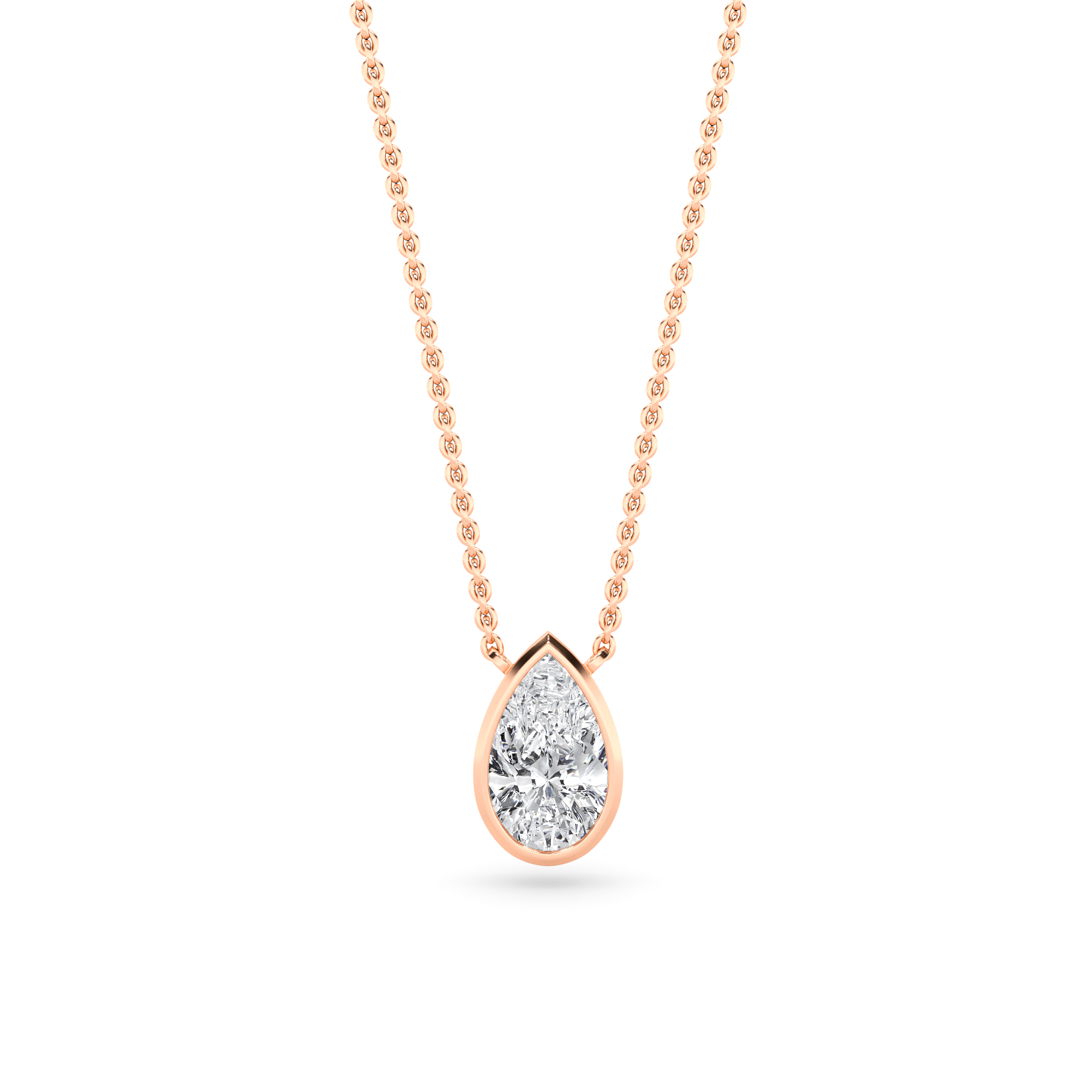 Classic Solitaire Bezel Set Pear Cut Pendant In 9K White Gold