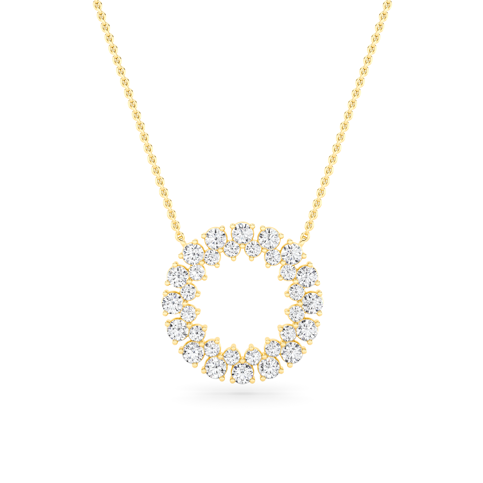 Pendant Round Cut Diamond Circle Necklace in 9K White with Chain Yellow Gold Unique Necklaces