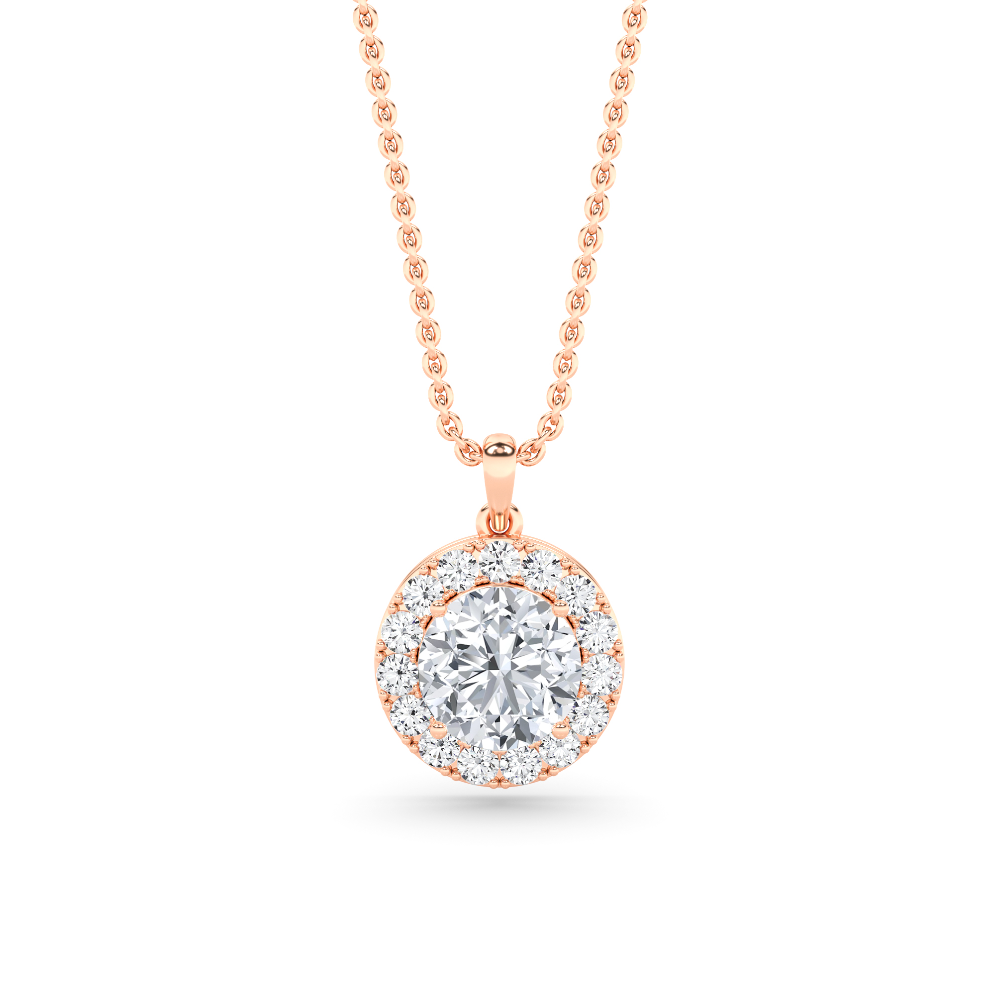 Blaze Halo Pendant in 9K White Rose Gold Diamond Necklaces