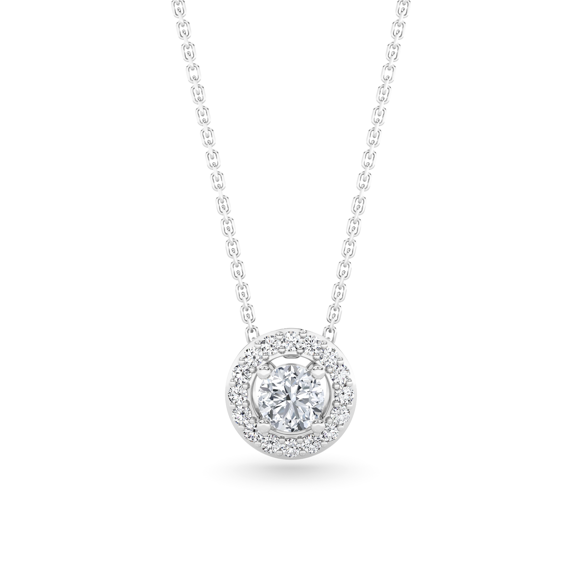 4 Prong Halo Diamond Pendant in 9K Rose White Gold Classic Necklaces