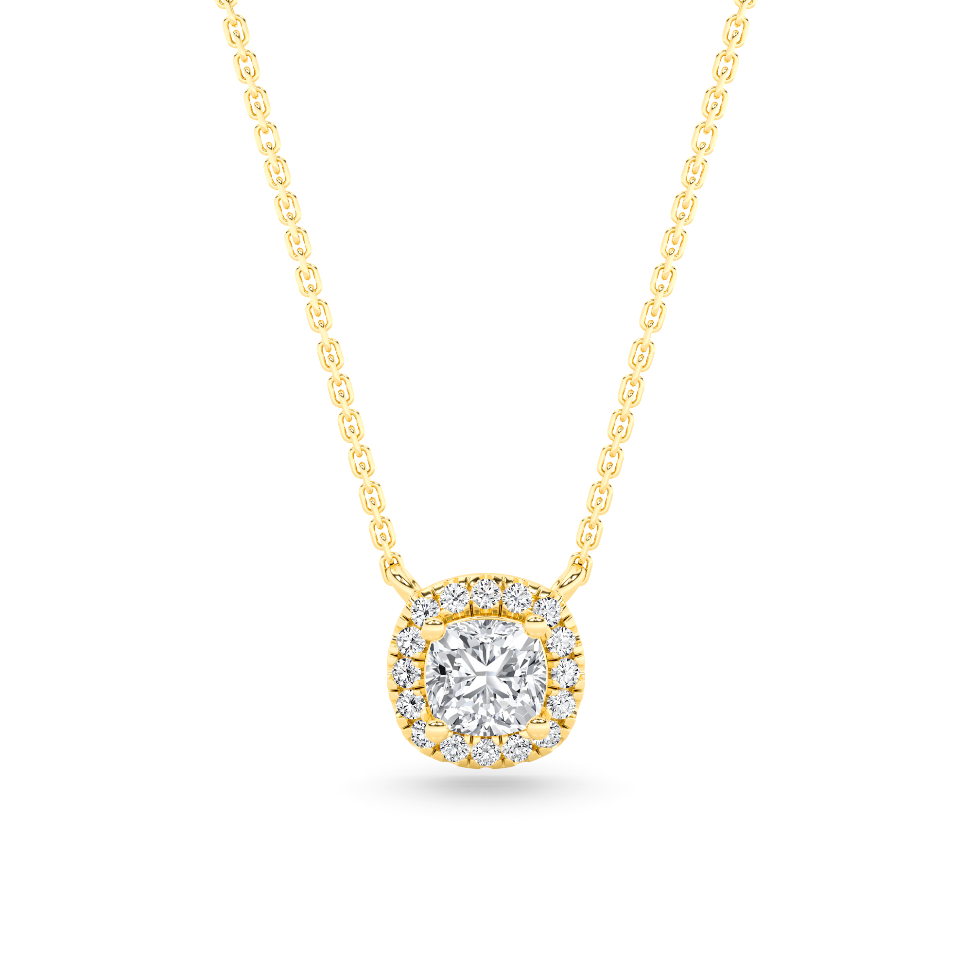 Halo Diamond Pendant In 9K Yellow Gold Close Set Necklaces