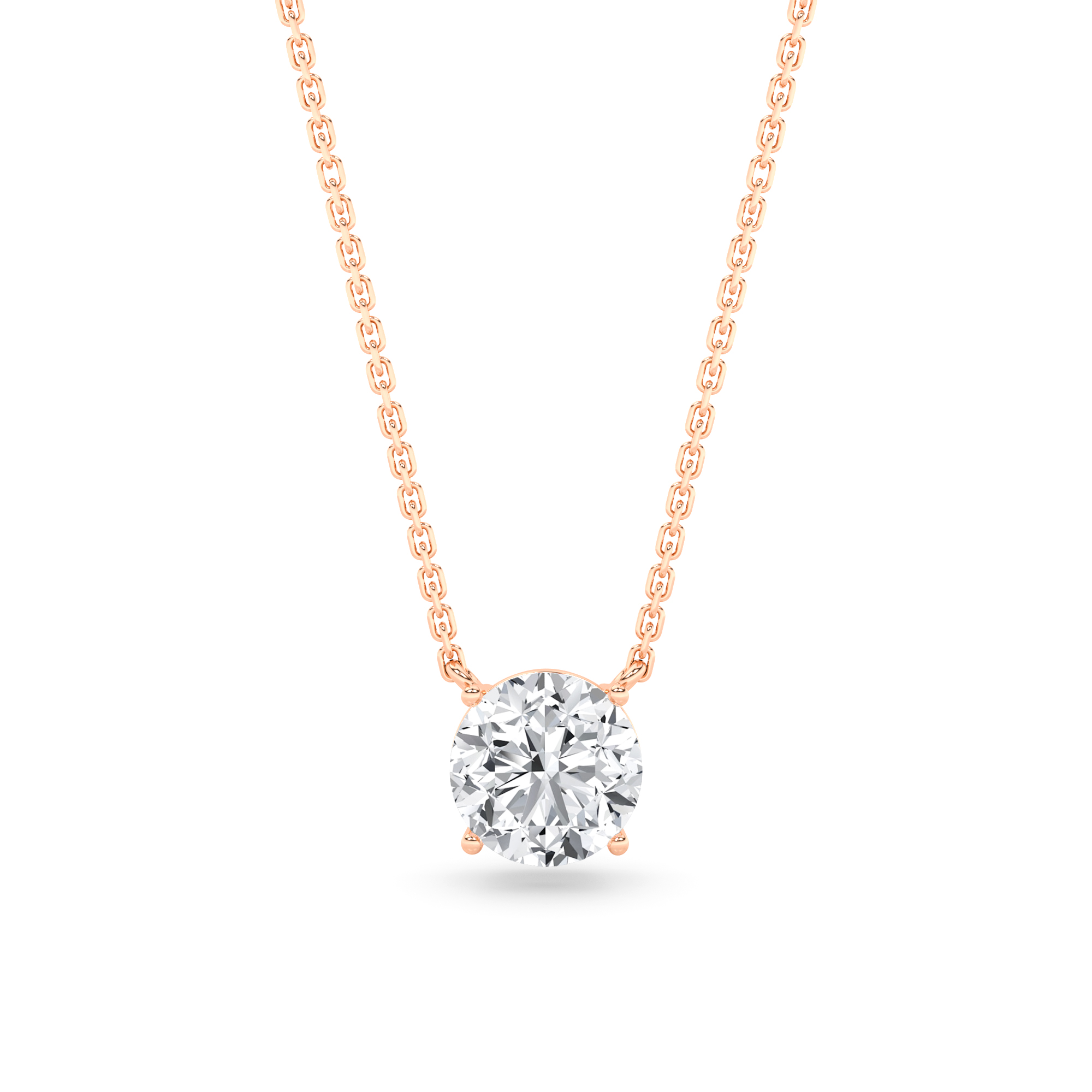 Set 4 Claw Setting  Round Diamond Solitaire Pendant in 9K White Rose Gold Basket Necklaces