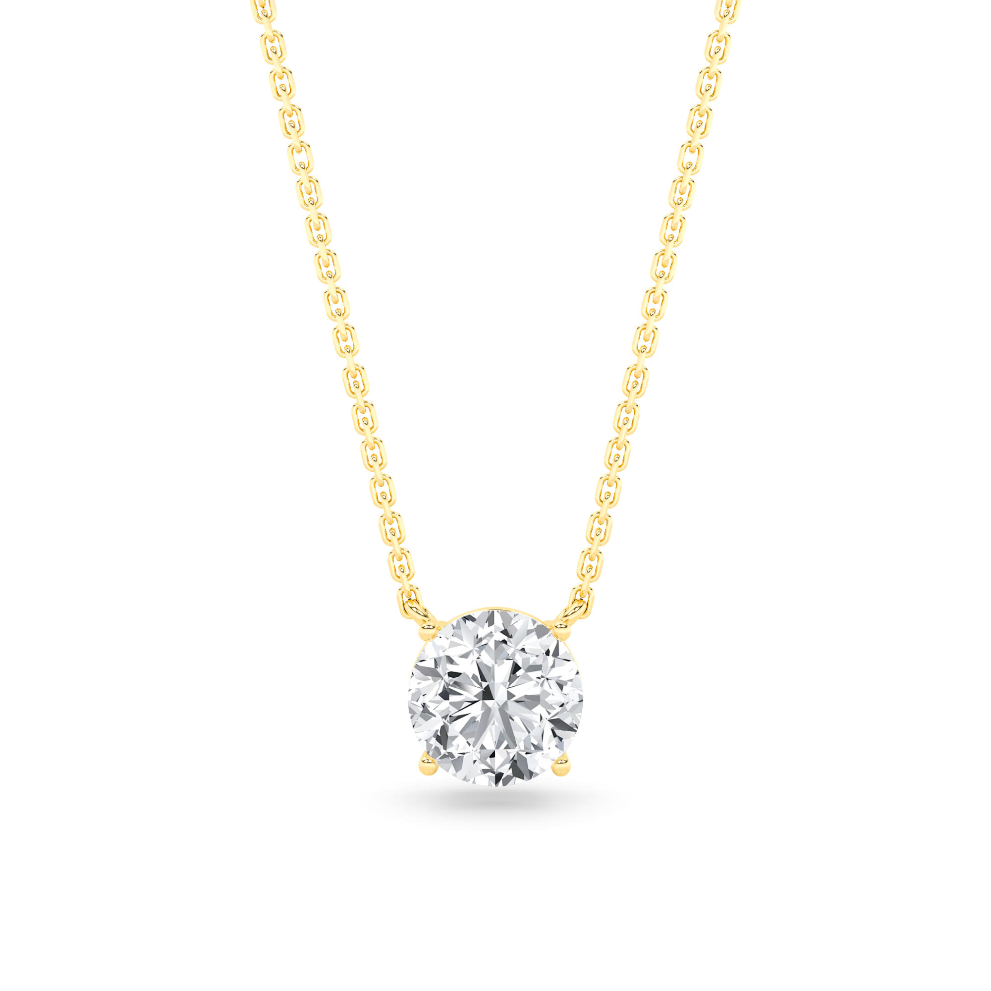 Set 4 Claw Setting  Round Diamond Solitaire Pendant in 9K White Yellow Gold Basket Necklaces
