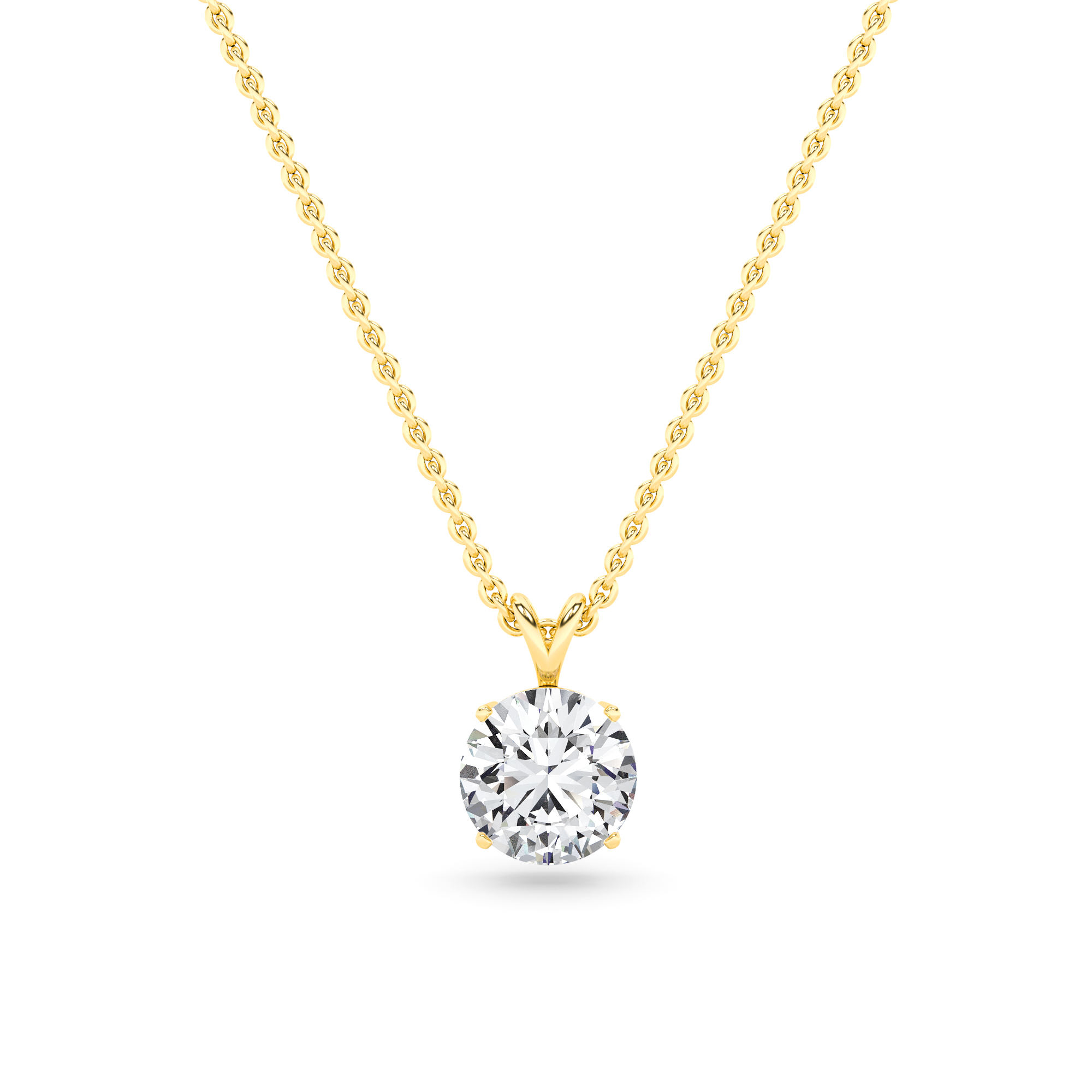 0.75ct VVS1-D Classic Split Bale Round Cut Diamond Solitaire Pendant Necklaces in 18K Yellow Gold with 18" Chain
