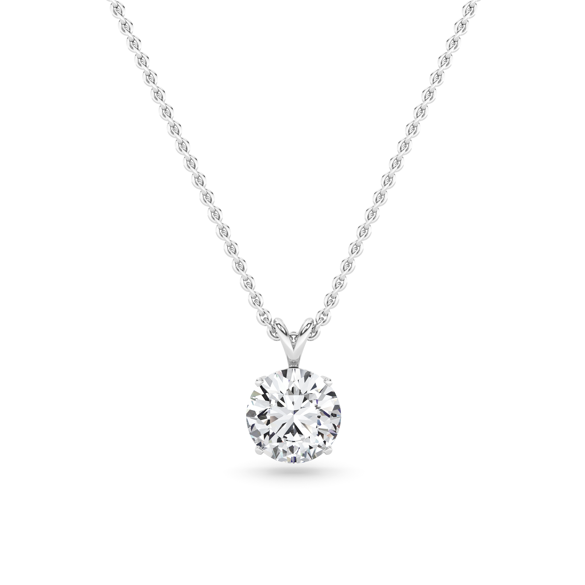 1.00ct VVS1-D Classic Split Bale Round Cut Diamond Solitaire Pendant Necklaces in 18K White Gold with 18" Chain