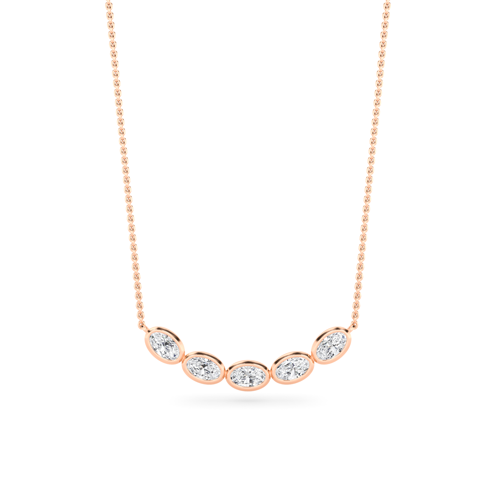 Classic Bezel Set Oval Cut Delicate Pendant In 9K Rose Gold