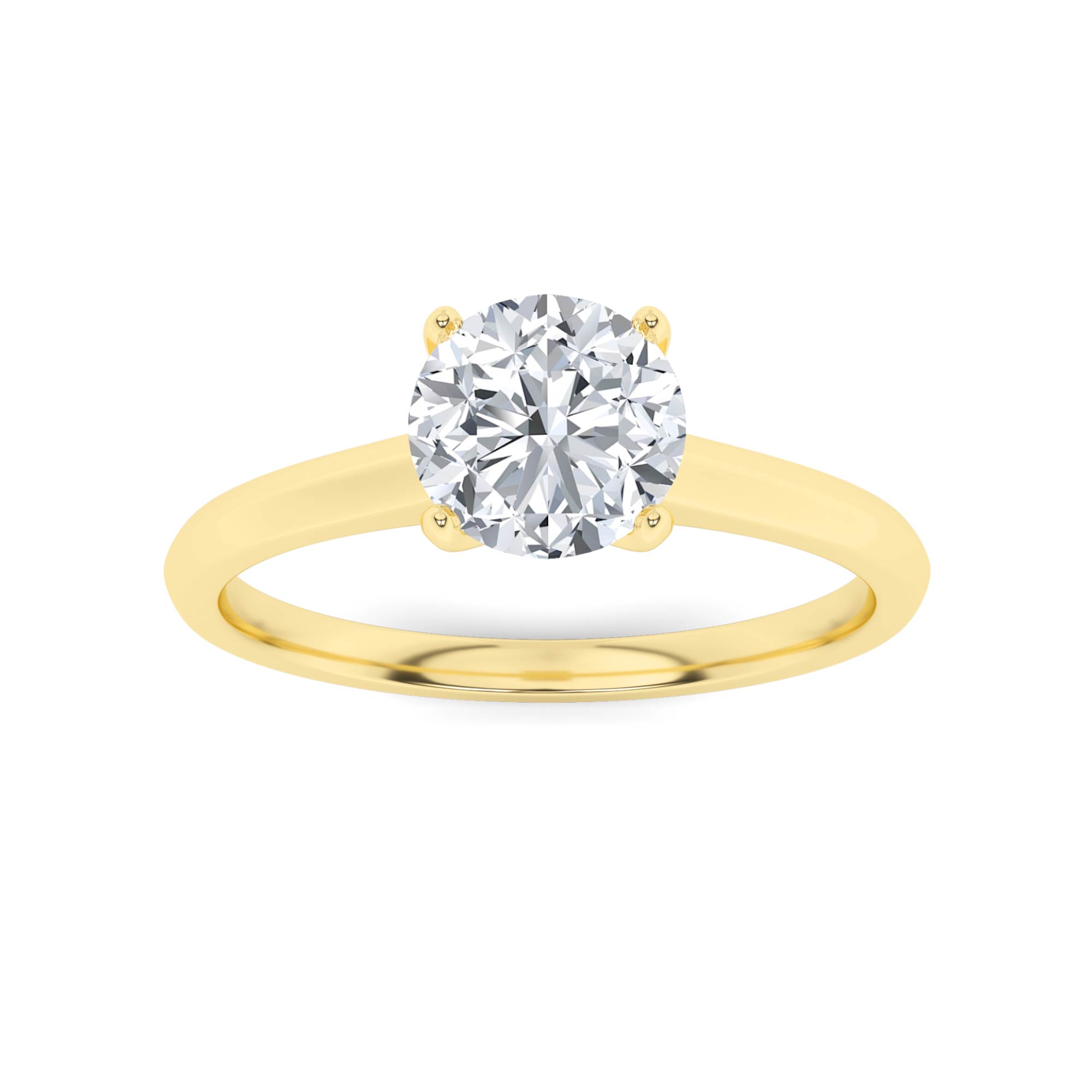 Promise  4 Prong Round Cut Diamond Classic Engagement Ring in 9K Yellow Gold