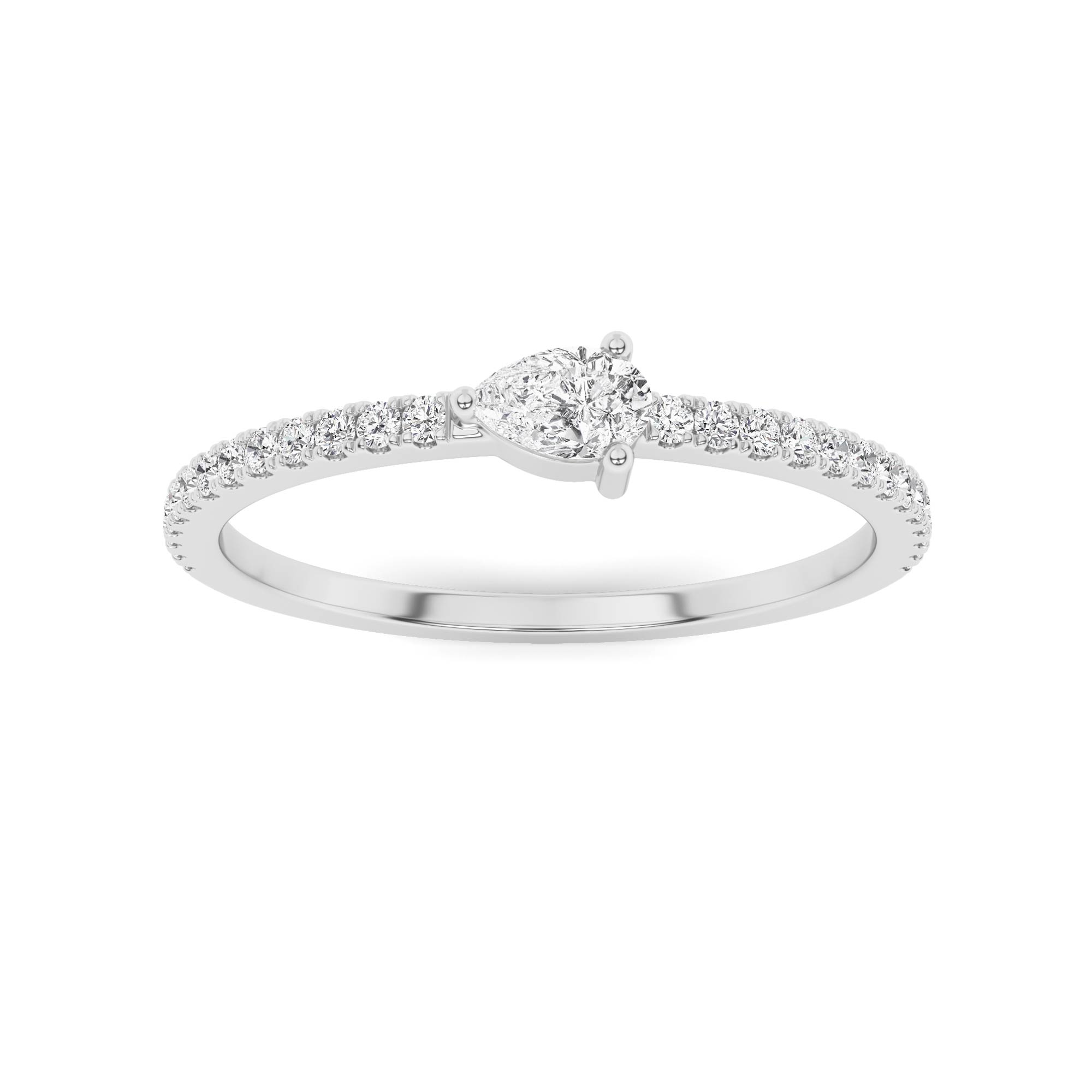 3 Prong Small Set Marquise Cut Side Stone Engagment Ring