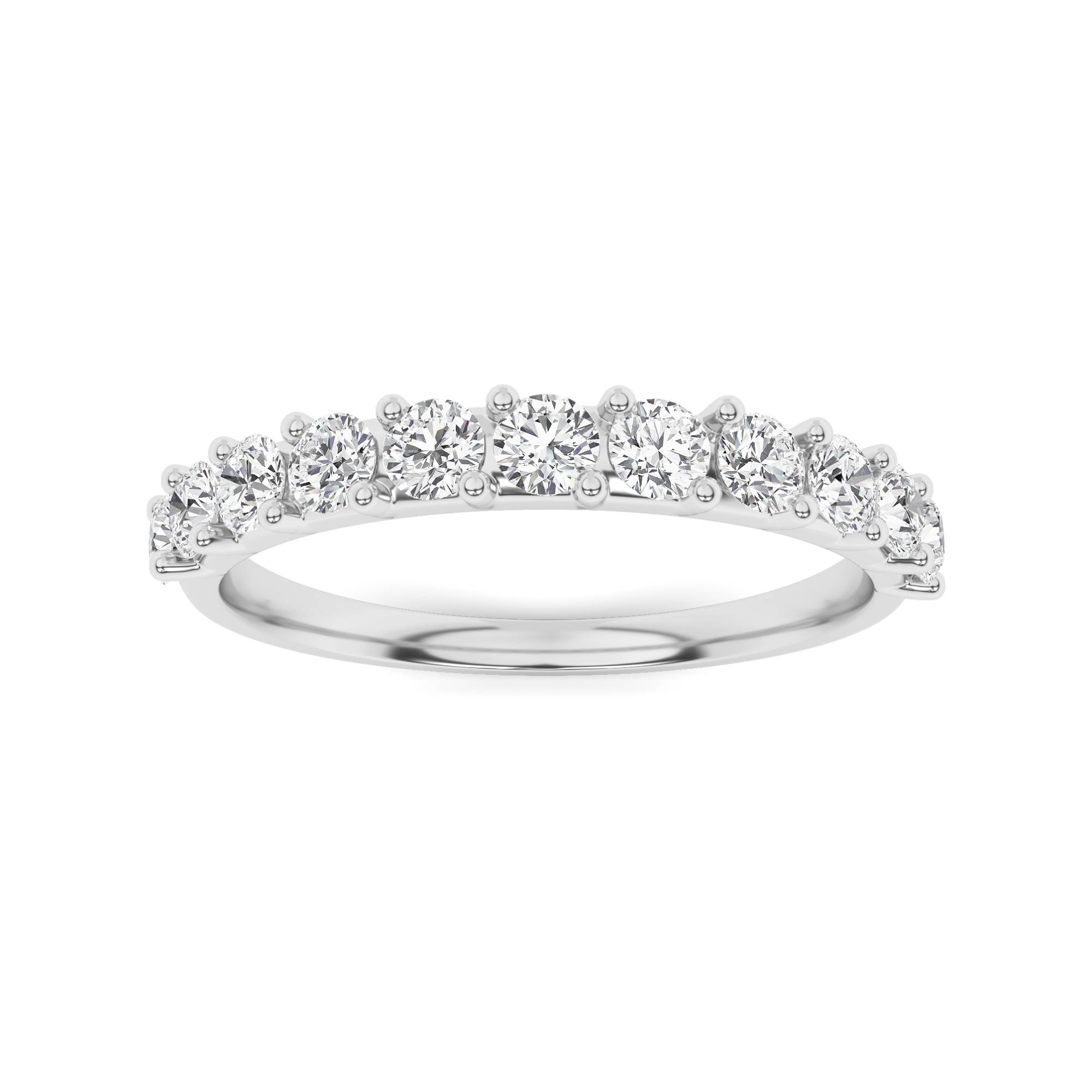 Prong Set Unique Style Round Cut Half Eternity Wedding Band