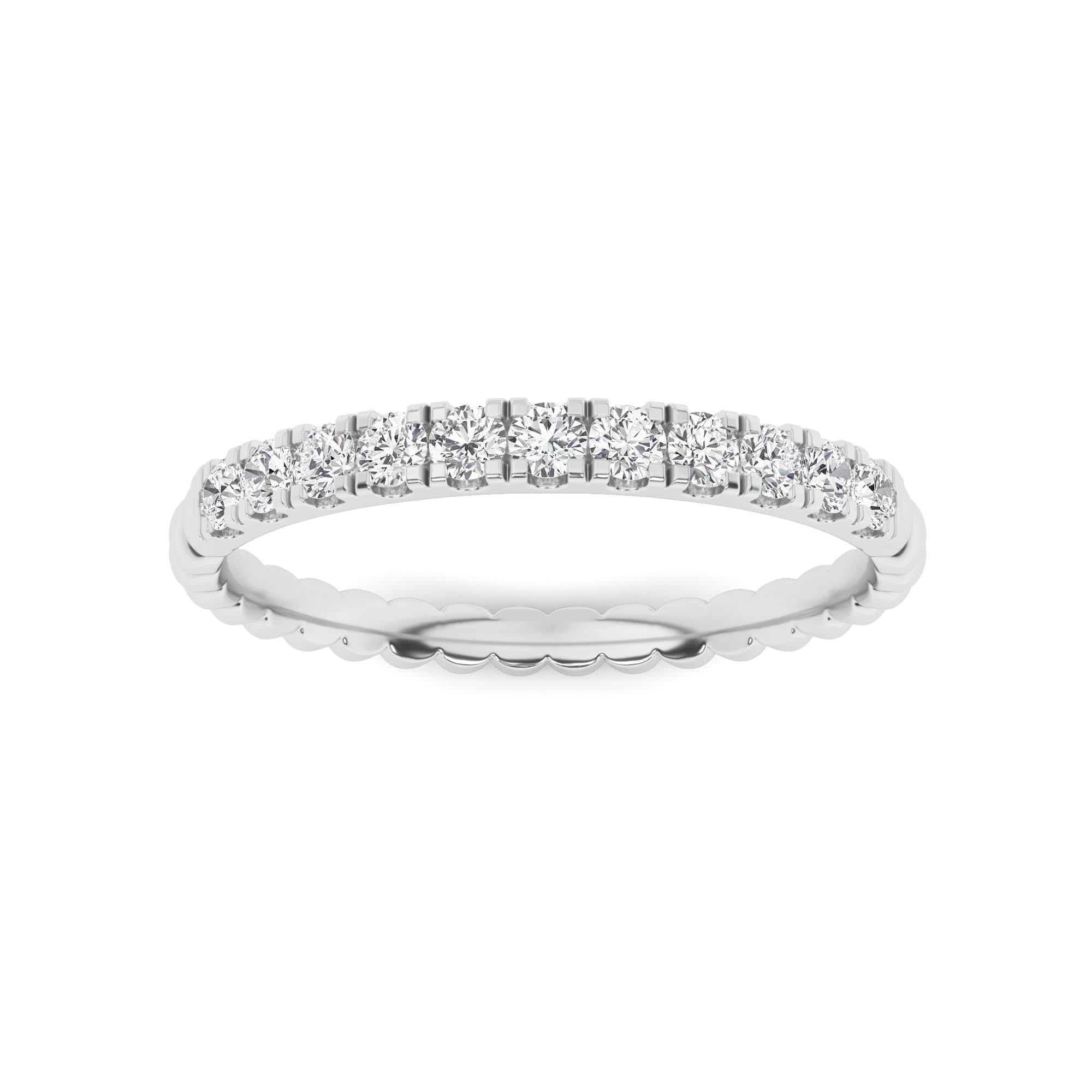 Prong Set Round Curvy Stackable Fashion Half Eternity Ring