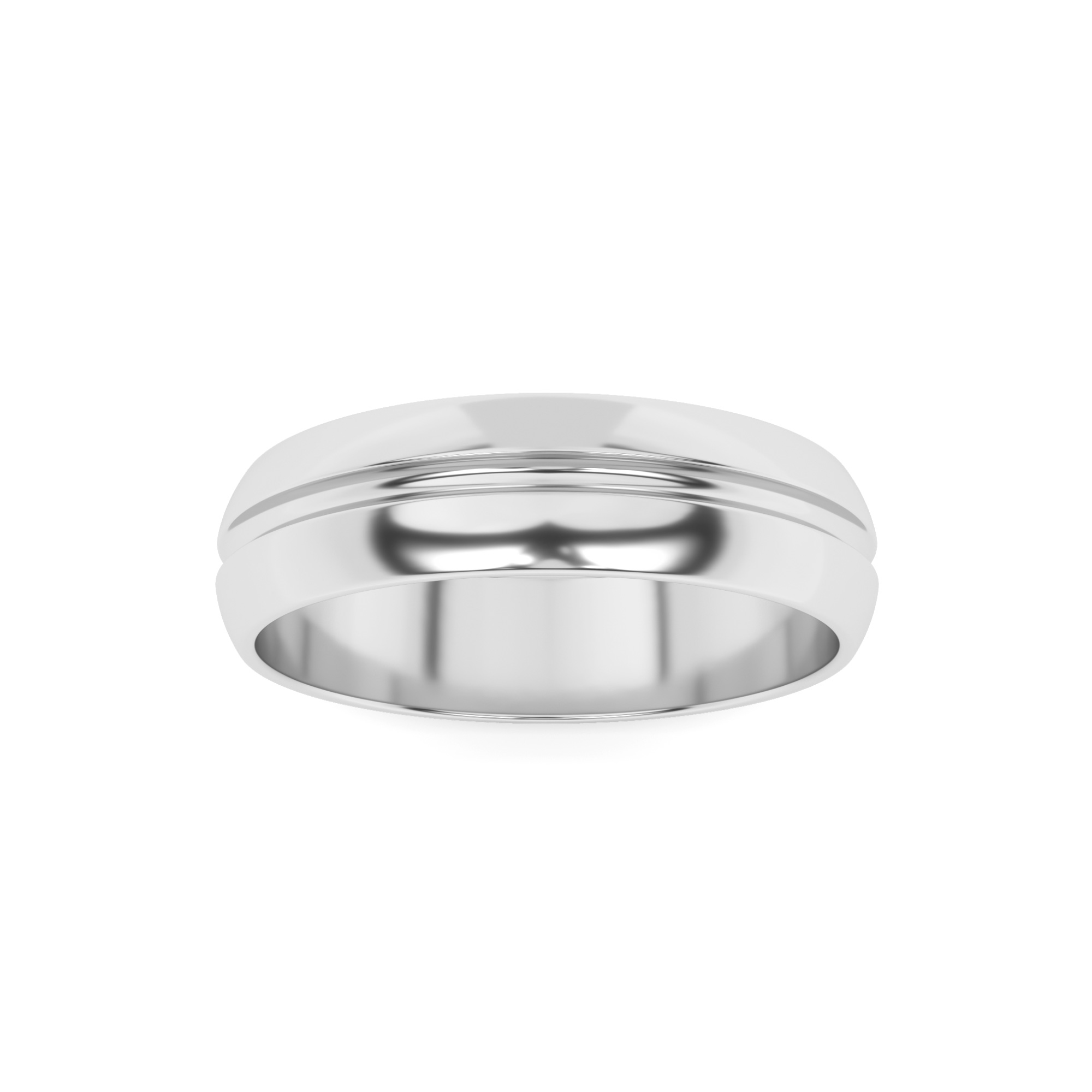 Classic Flat Court Plain Wedding Band in 9K White Gold