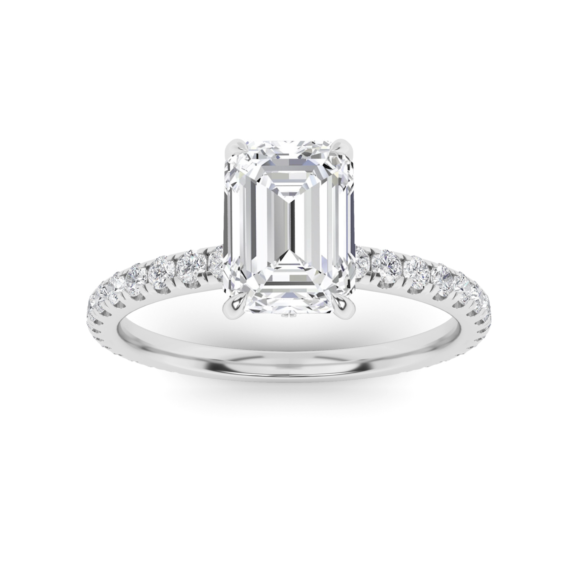 Halo Elegant Prong Set Oval Side Stone Engagment in 9K White Gold Hidden Diamond Ring