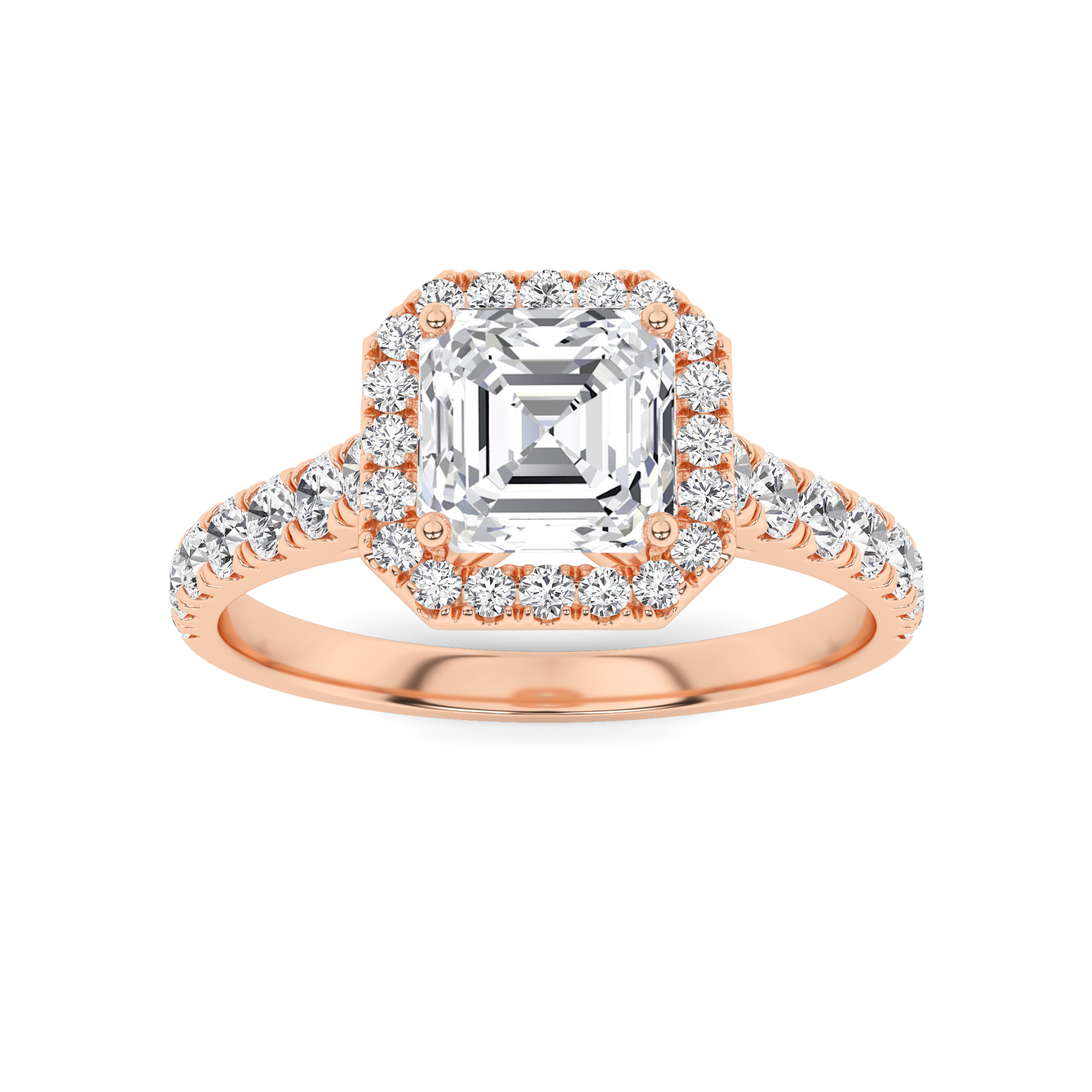 Round Cut Diamond Halo  Engagment in 9K Rose Gold Everlasting Engagement Ring