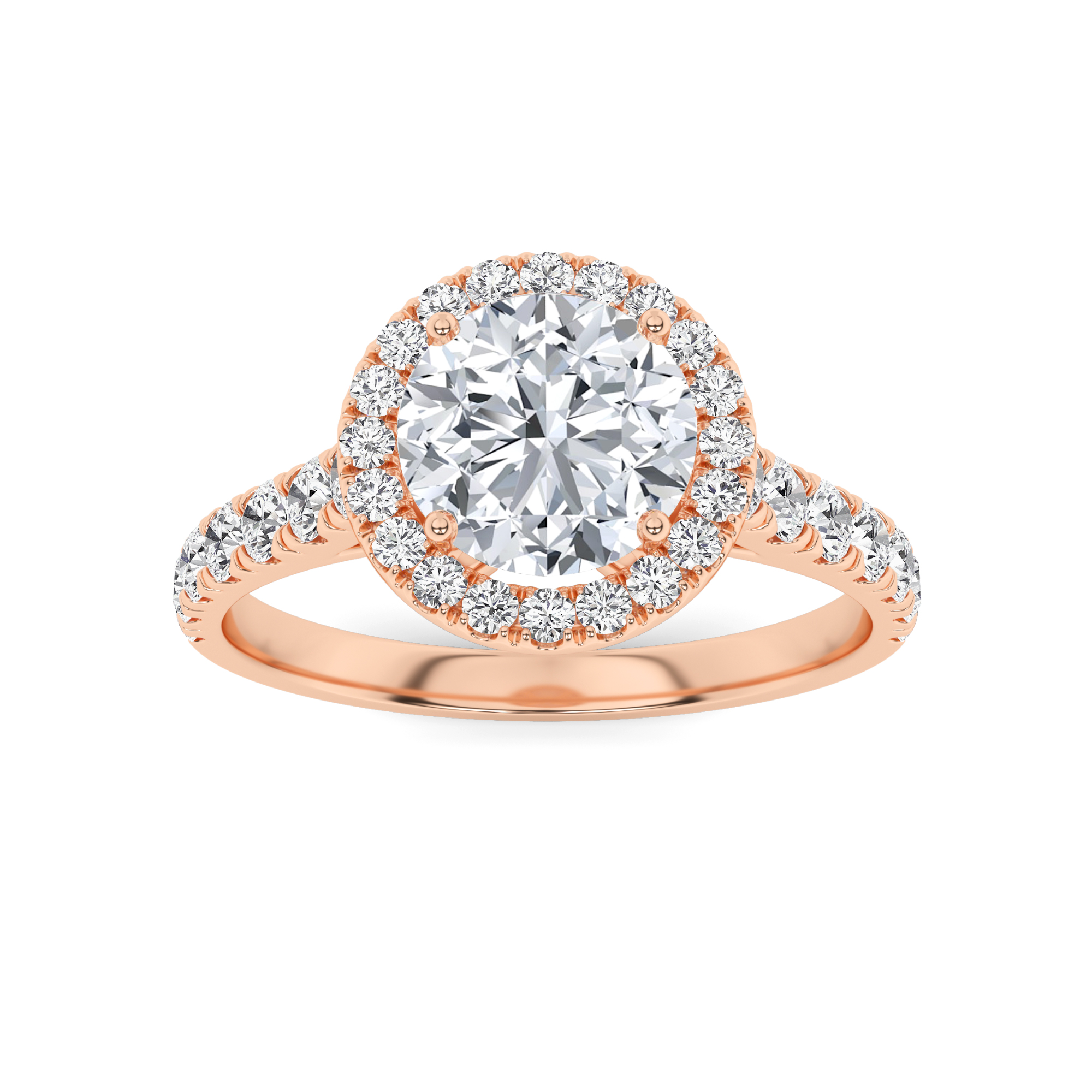 Round Cut Diamond Halo  Engagment in 9K Rose Gold Everlasting Engagement Ring