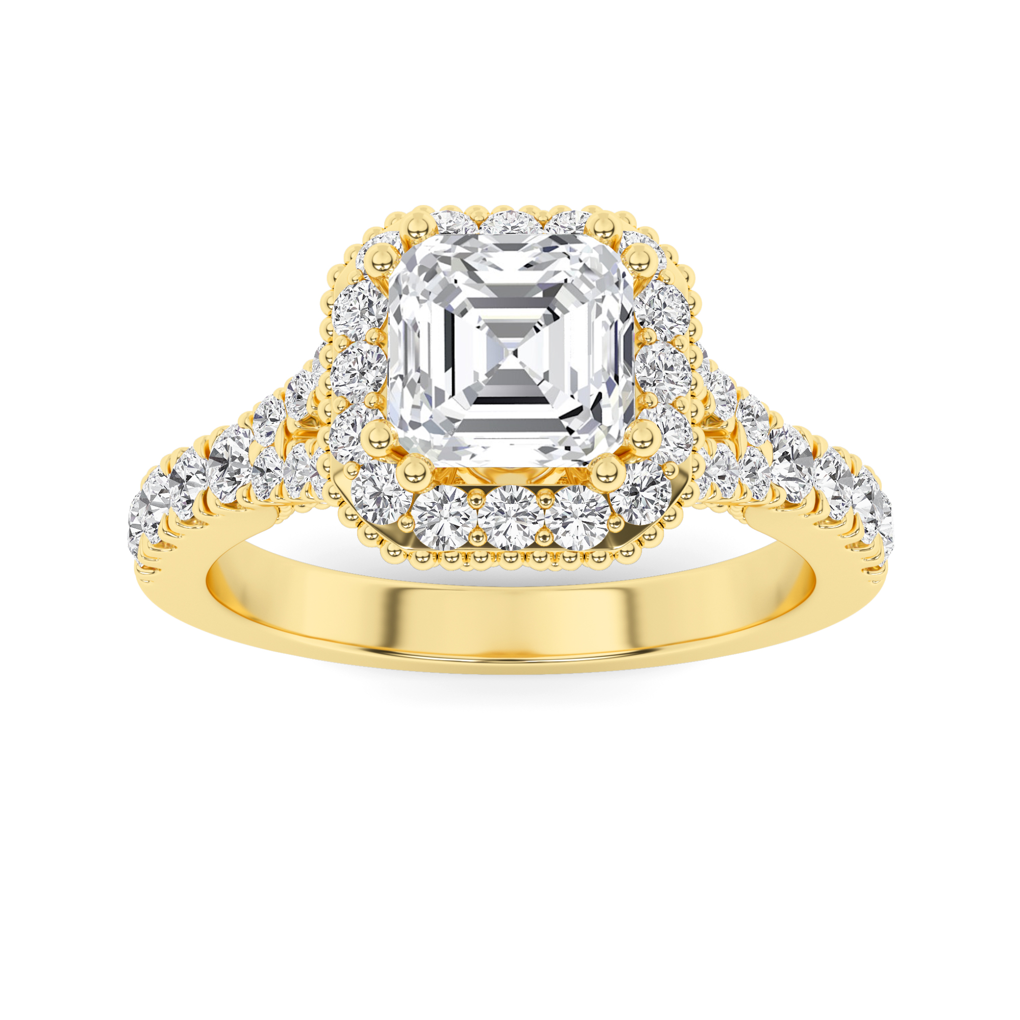 Cushion Shape Halo Engagment in 9K Yellow Gold Opulent Diamond Ring