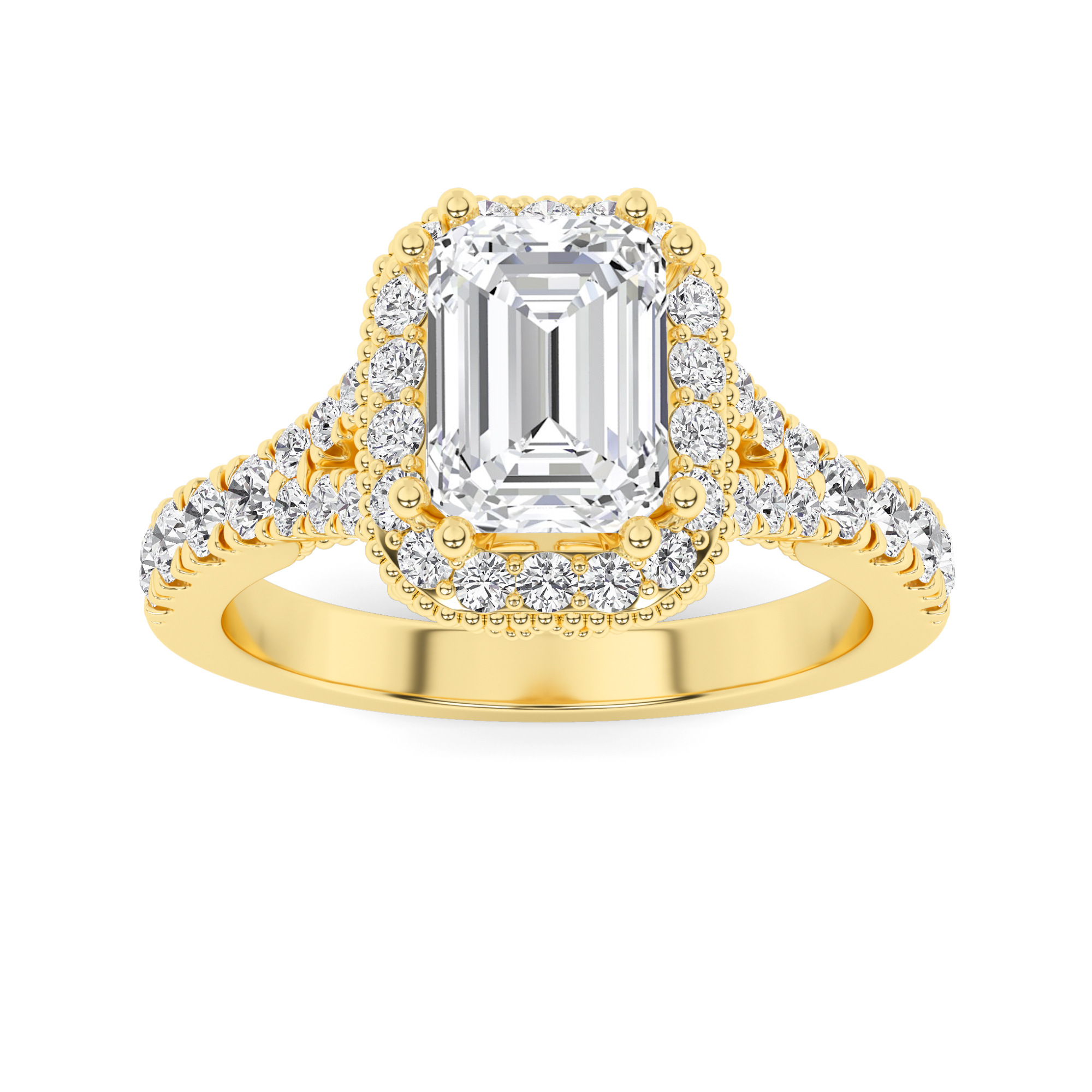 Cushion Shape Halo Engagment in 9K Yellow Gold Opulent Diamond Ring