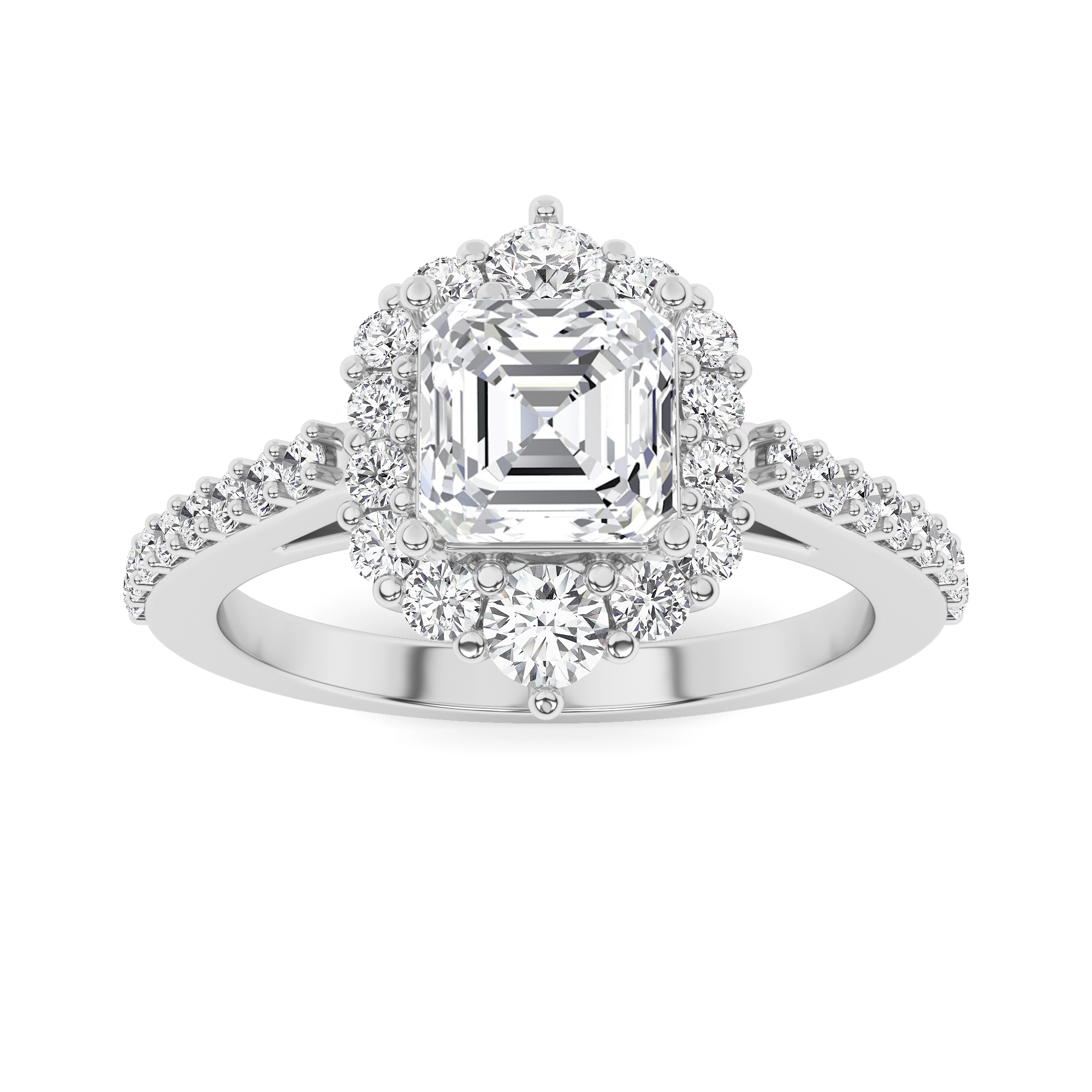 Round Side Stone Diamond Engagment in 9K White Gold Vintage Engagement Ring