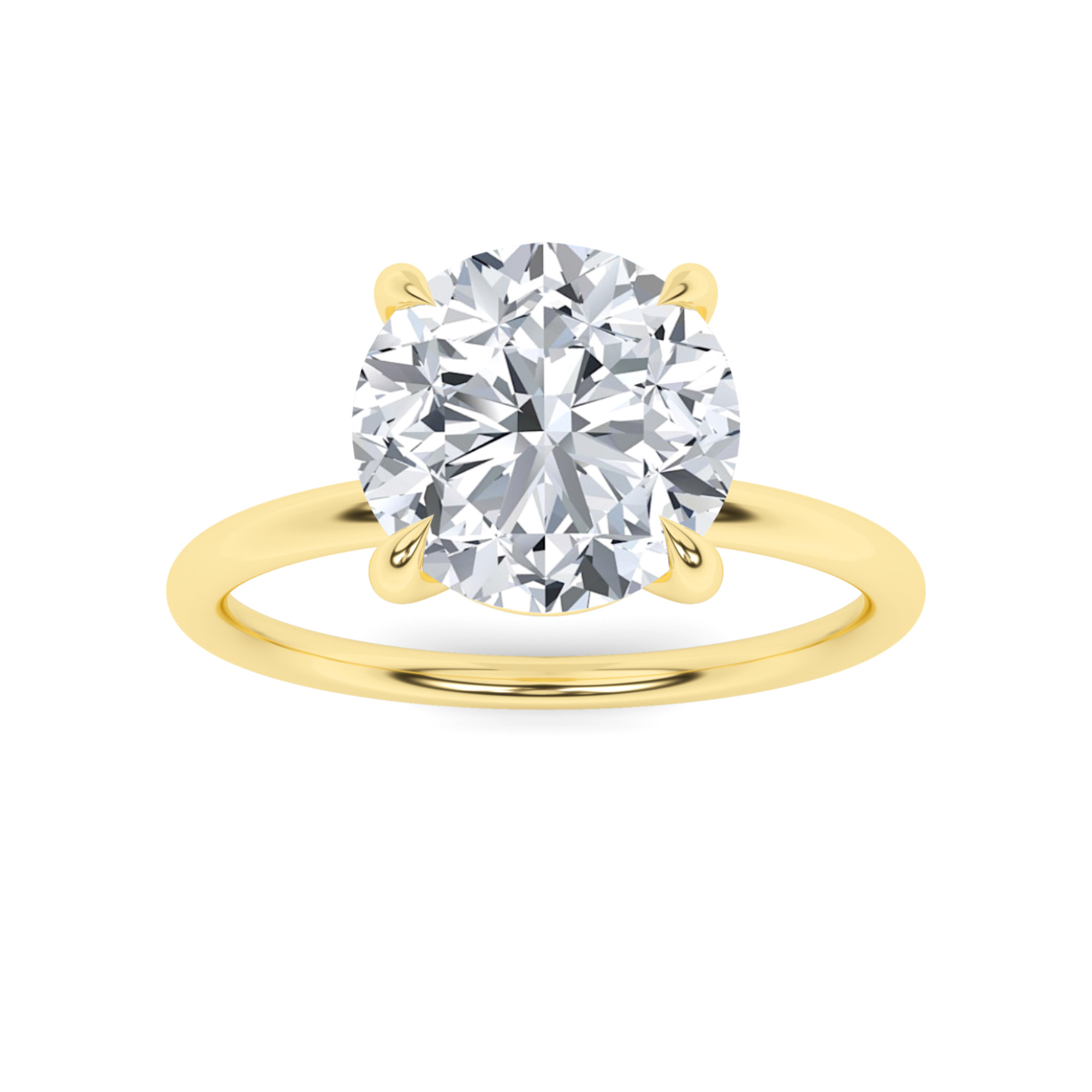0.90ct VVS-D Timeless Prong Set High Setting Round Solitaire Diamond Engagement Ring in 18K Yellow Gold