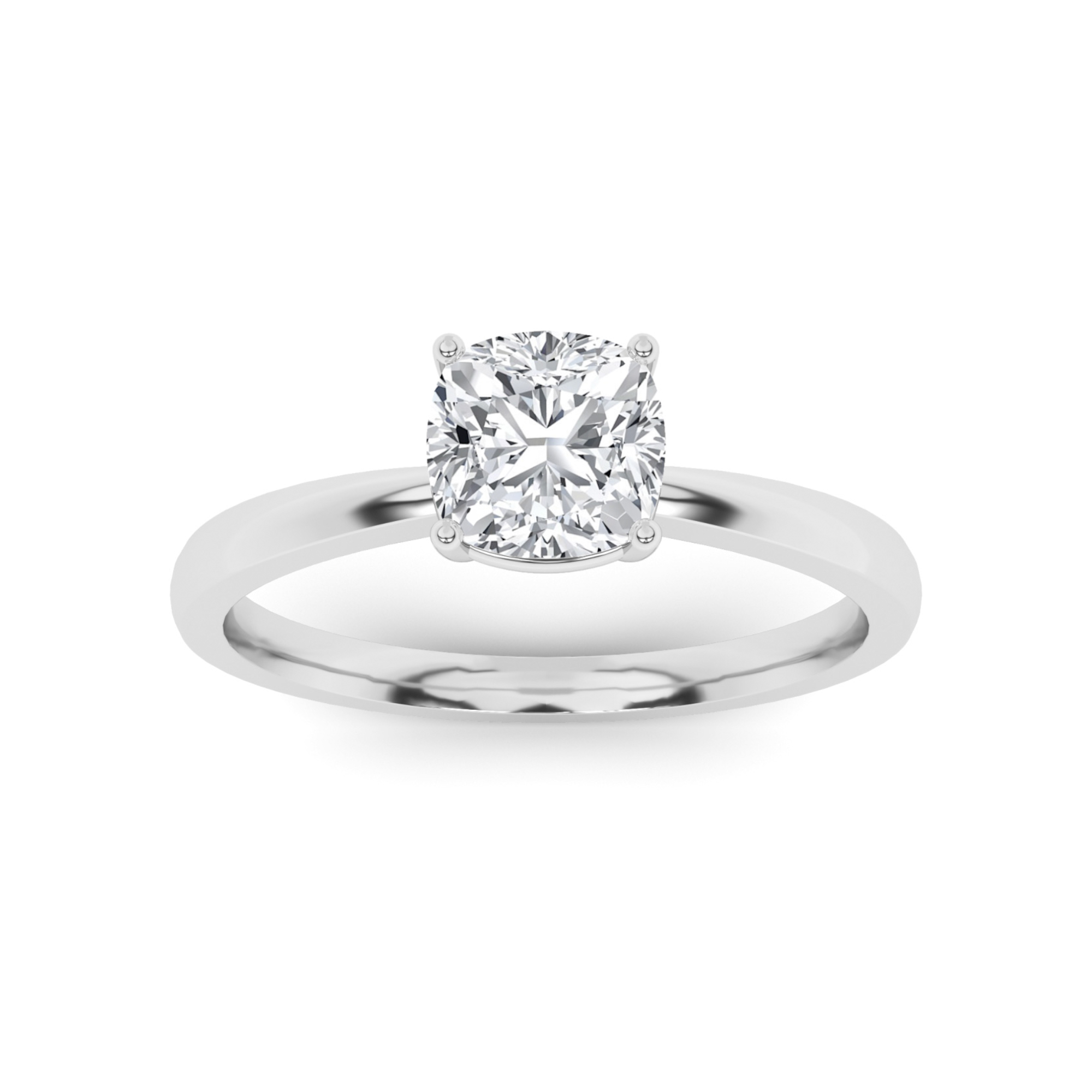 Basket Set 4 Prong Emerald Cut Solitaire Diamond Engagment in 9K White Gold Classic Engagement Ring