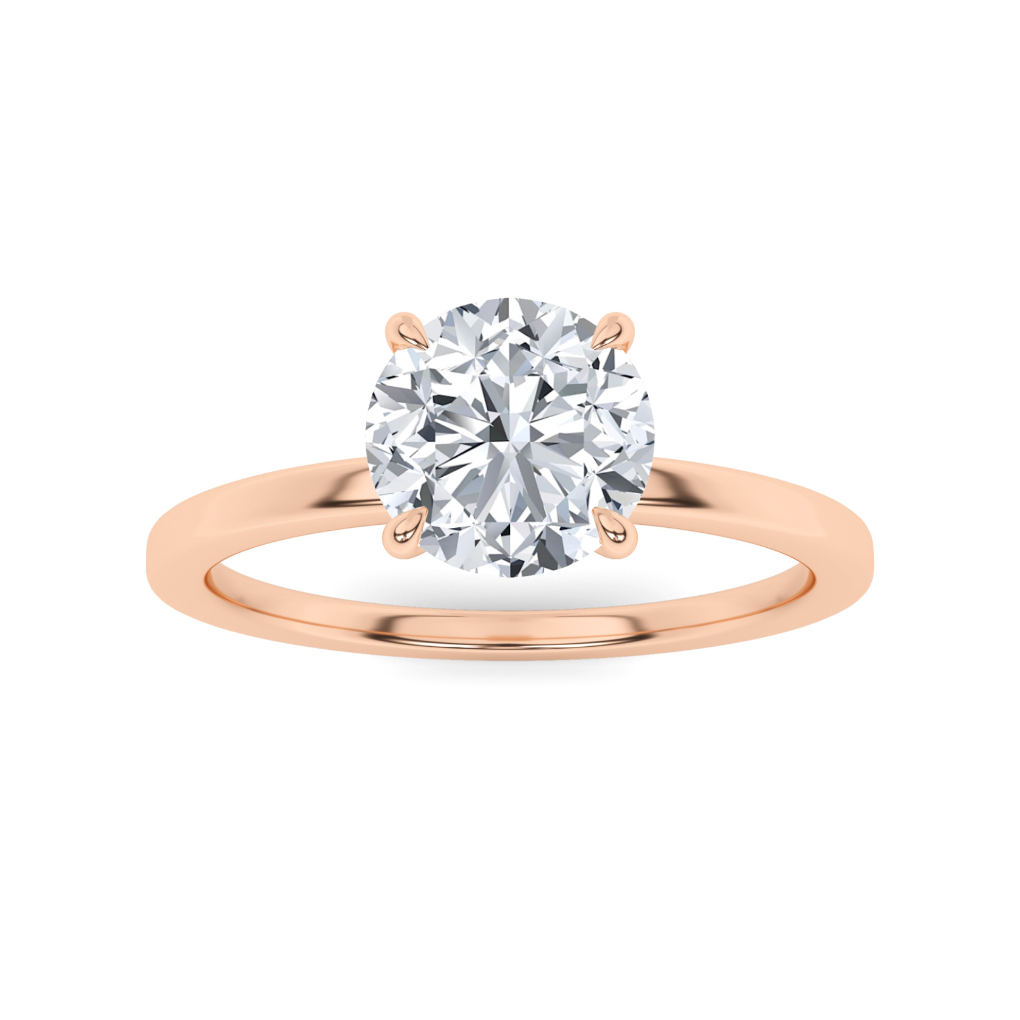 Classic Comfort Fit  4 Prong Round Solitaire Diamond Engagement Ring in 9K Rose Gold