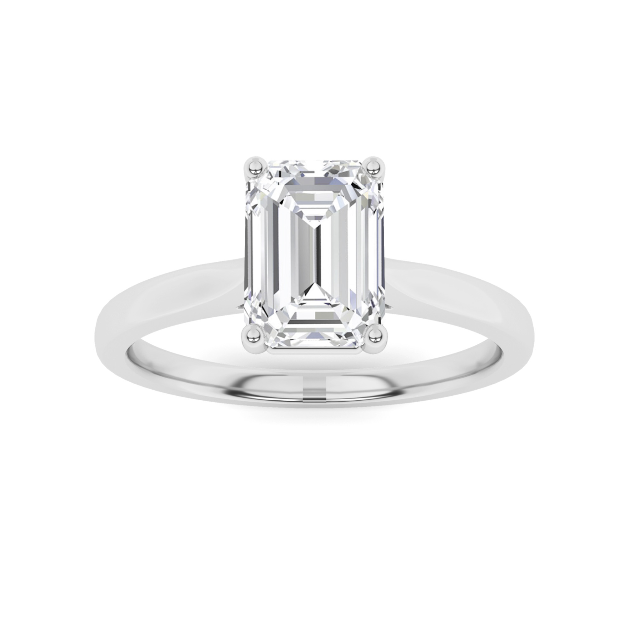0.50ct VVS-D Emerald Cut Solitaire Diamond Engagement Ring in 9K White Gold