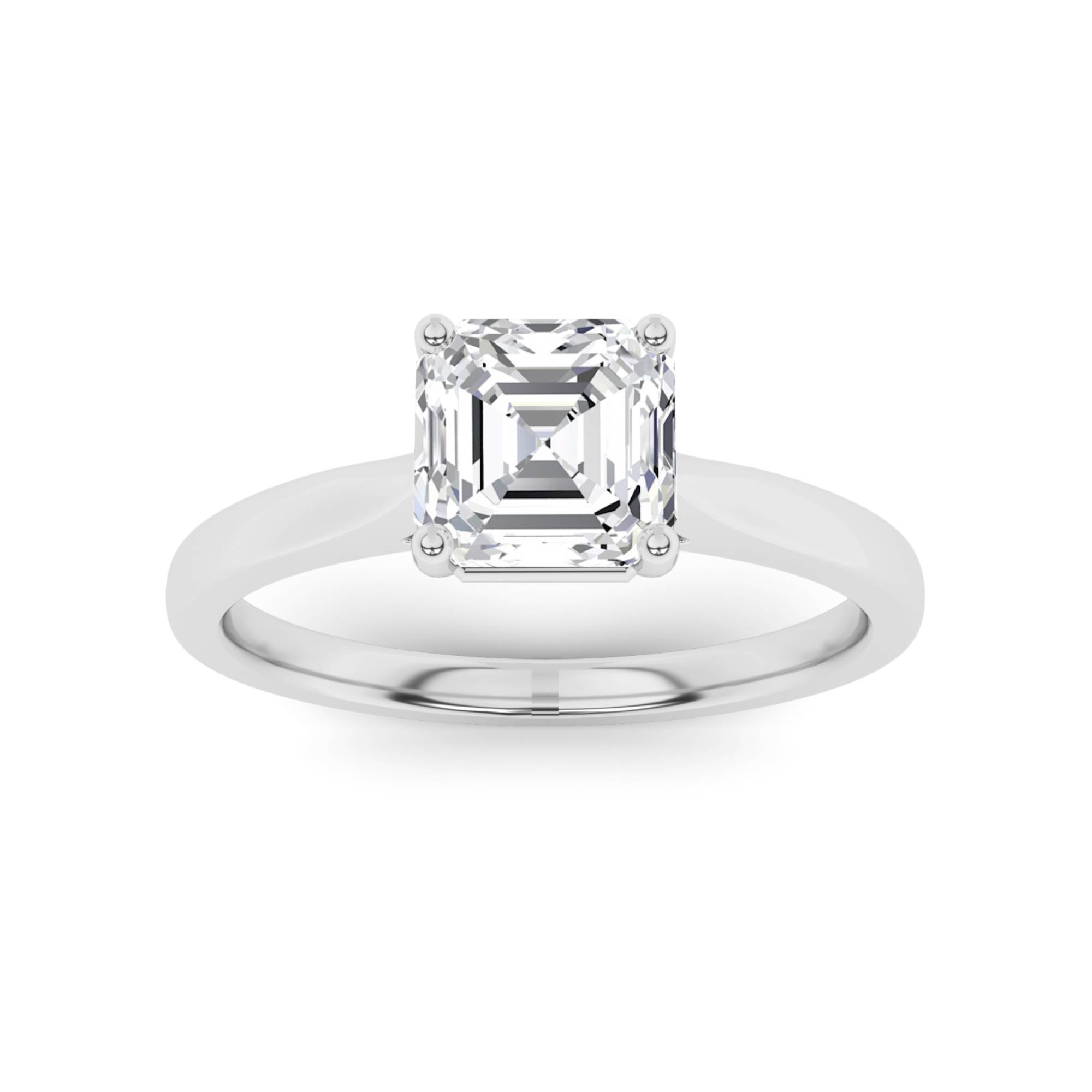 4 Prong Round Solitaire Diamond in 9K White Gold Classic Engagement Ring