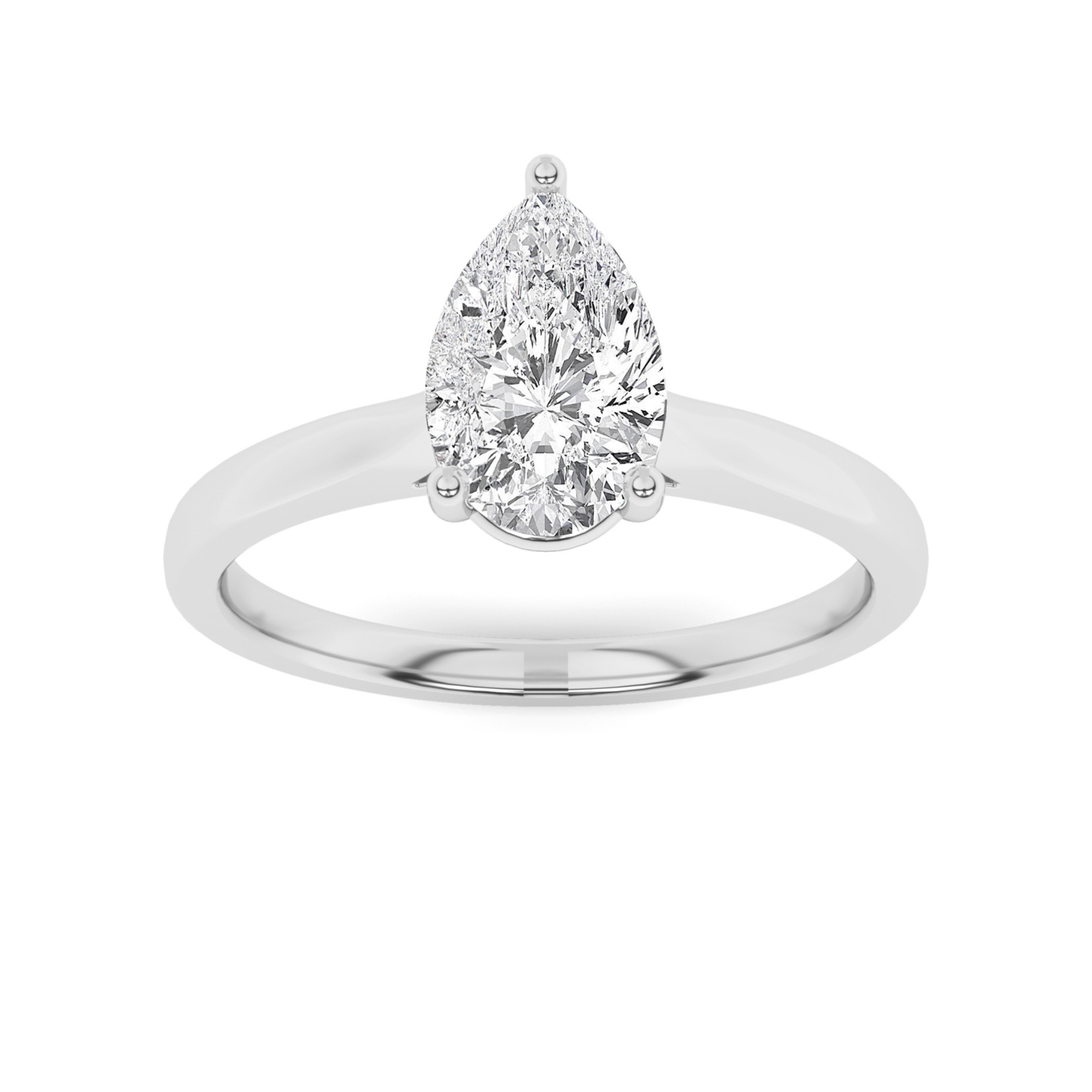 4 Prong Round Solitaire Diamond in 9K White Gold Classic Engagement Ring