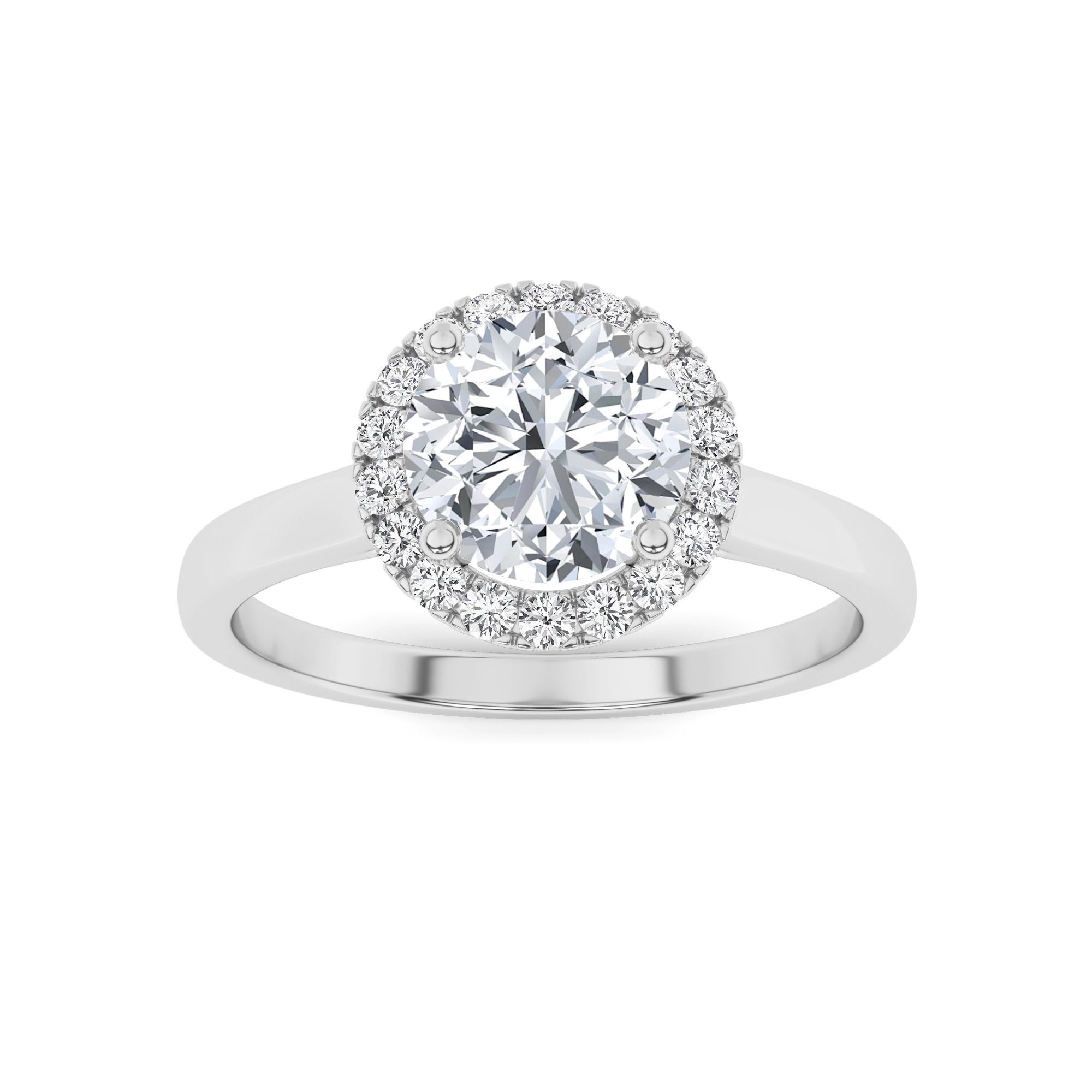 Halo  4 Prong Round Solitaire Diamond Engagment in 9K Yellow Gold Silver Classic Engagement Ring