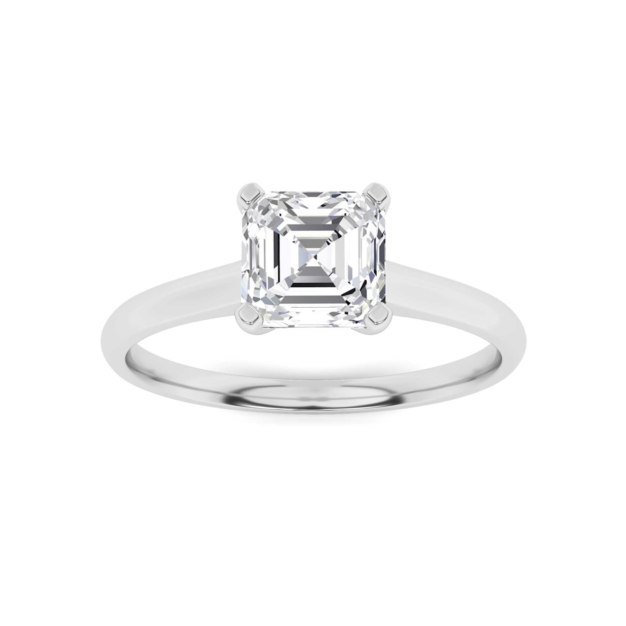V Prong Princess Solitaire Diamond in 9K White Gold Side Open Engagement Ring