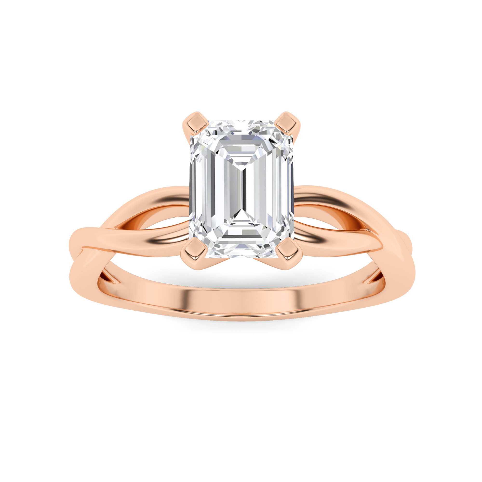 Shank Forever Round Solitaire Engagment in 9K Rose Gold Twist Diamond Ring