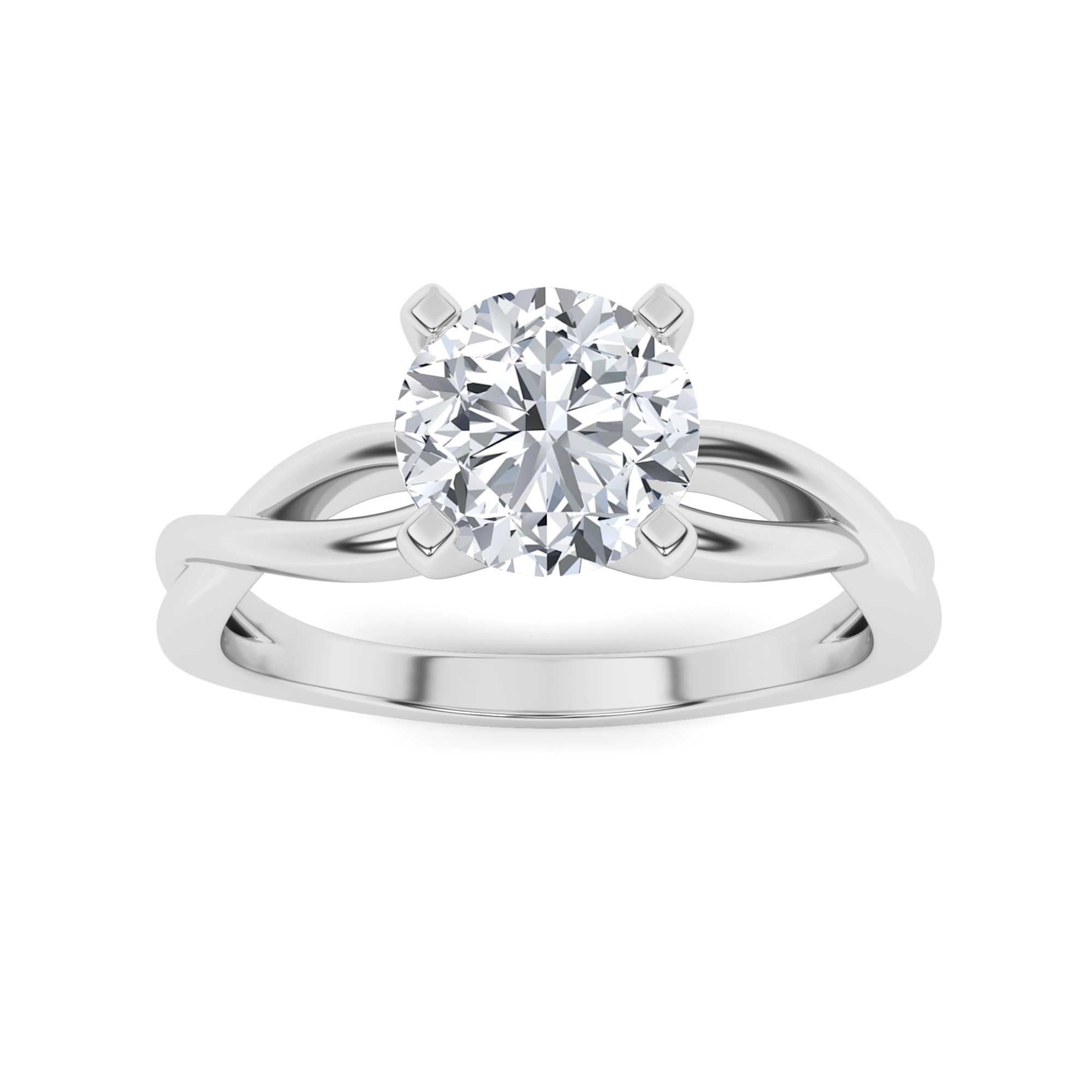 Shank Forever Round Solitaire Diamond Engagment in 9K Rose Gold Silver Twist Engagement Ring