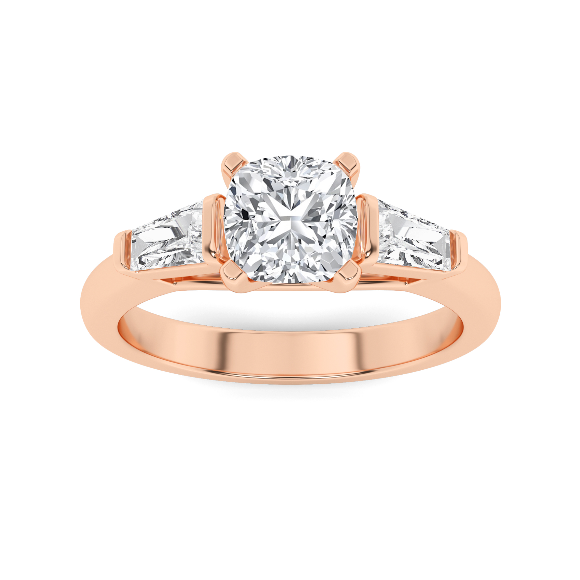 Prong Set Round and Pear Cut Three Stone  Diamond Engagment in 9K Rose Gold Classic Engagement Ring